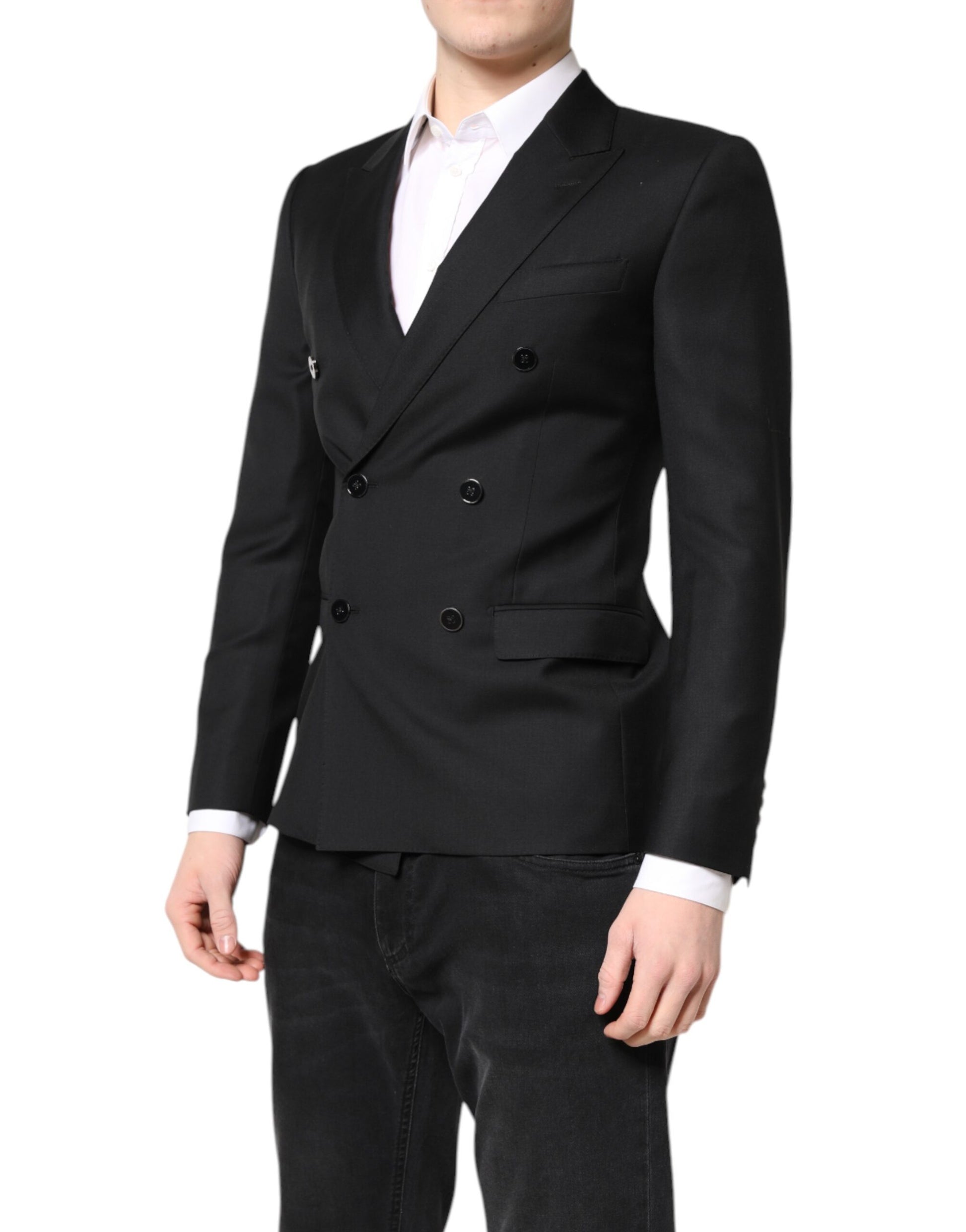 Schwarzer MARTINI Zweireihiger Mantelblazer