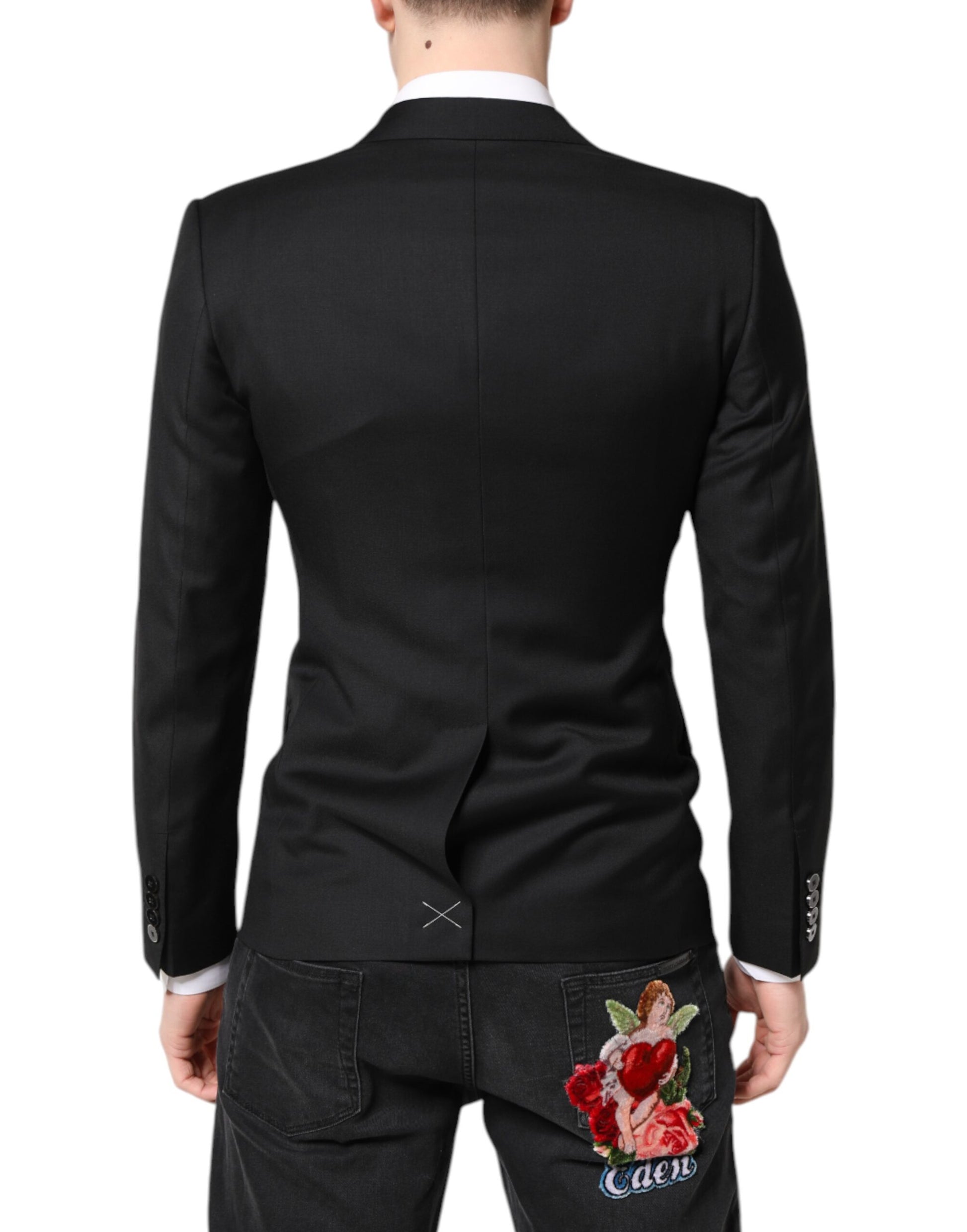 Dolce & Gabbana Black MARTINI Double Breasted Coat Blazer