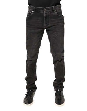 Gray Washed Cotton Skinny Denim Jeans