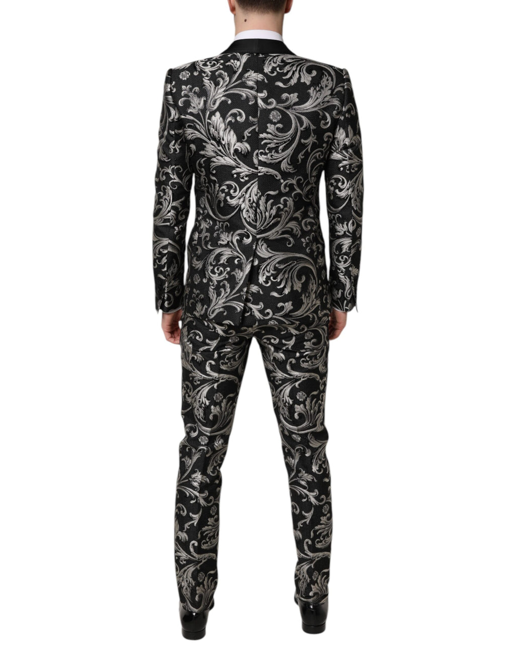 Schwarz-grauer MARTINI Jacquard-Herrenanzug, 3-teilig