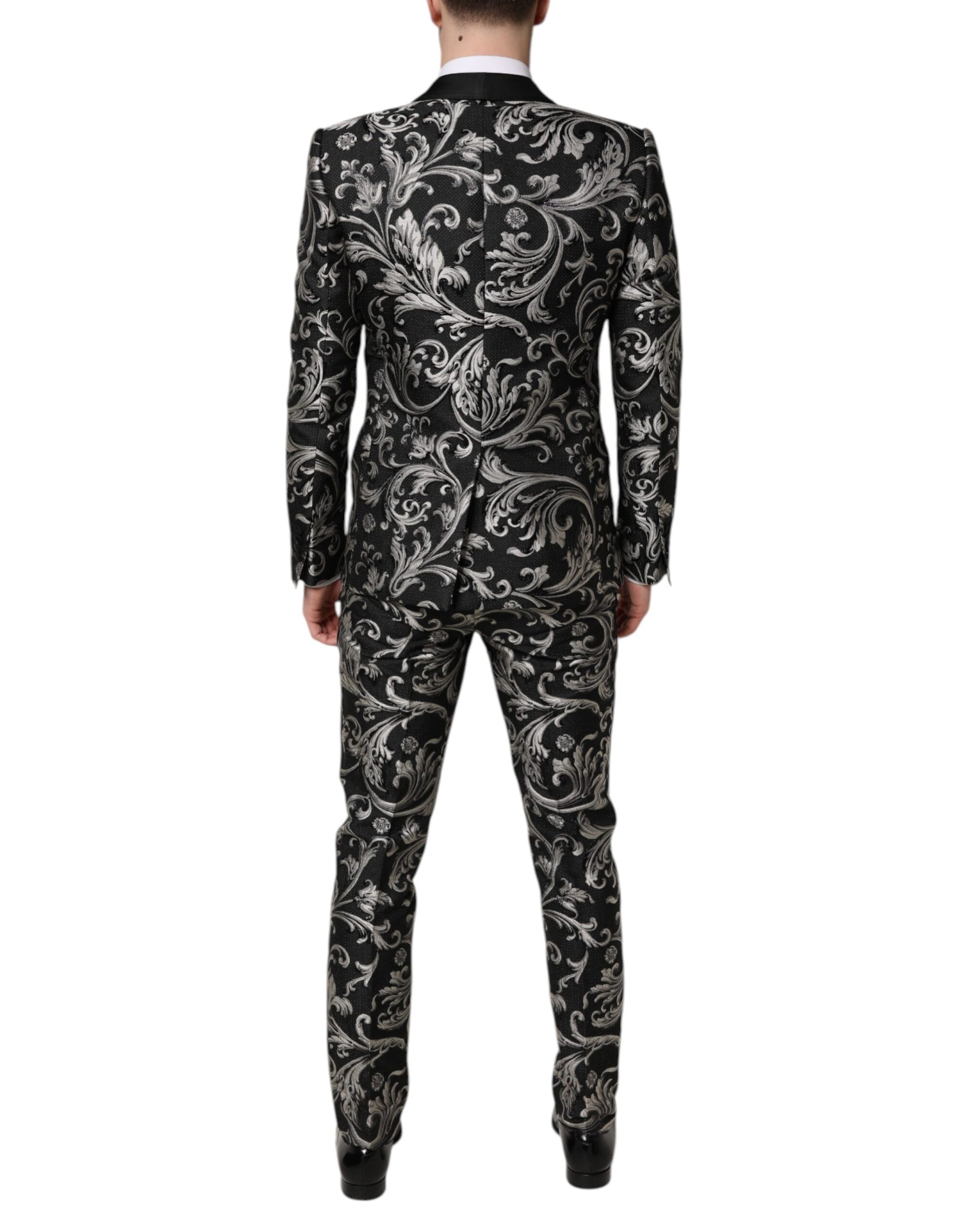 Schwarz-grauer MARTINI Jacquard-Herrenanzug, 3-teilig