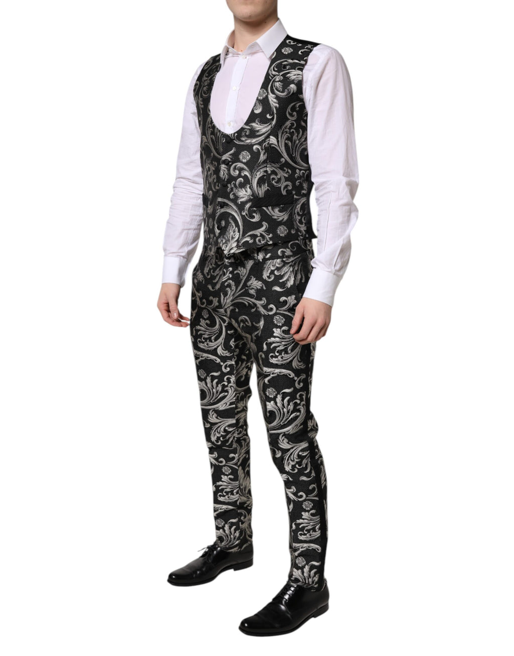 Schwarz-grauer MARTINI Jacquard-Herrenanzug, 3-teilig