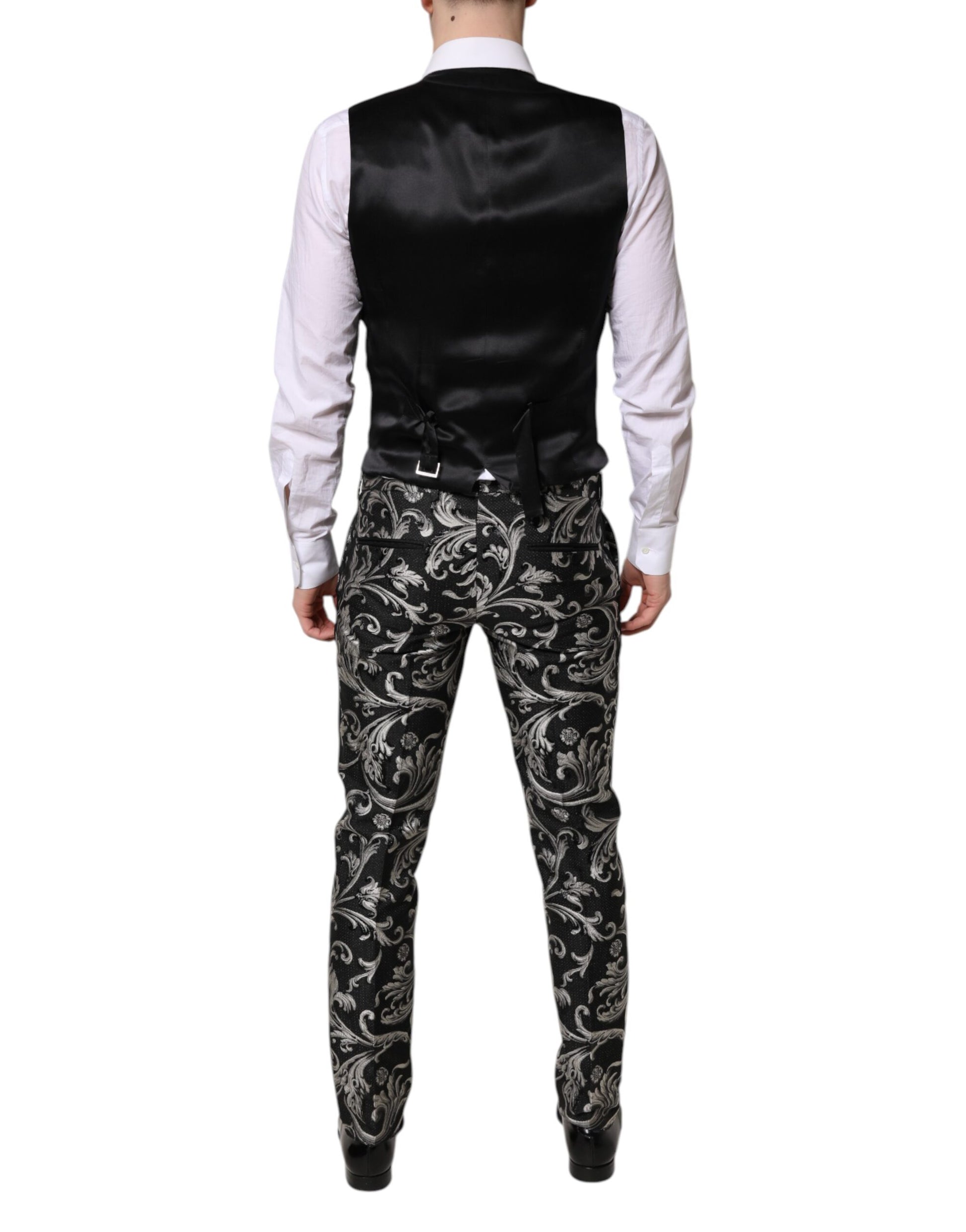 Schwarz-grauer MARTINI Jacquard-Herrenanzug, 3-teilig