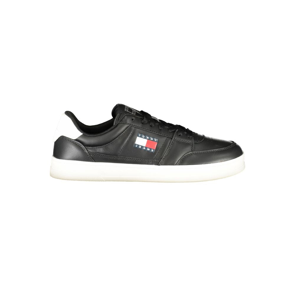 Schwarze Leder Herren Sneaker