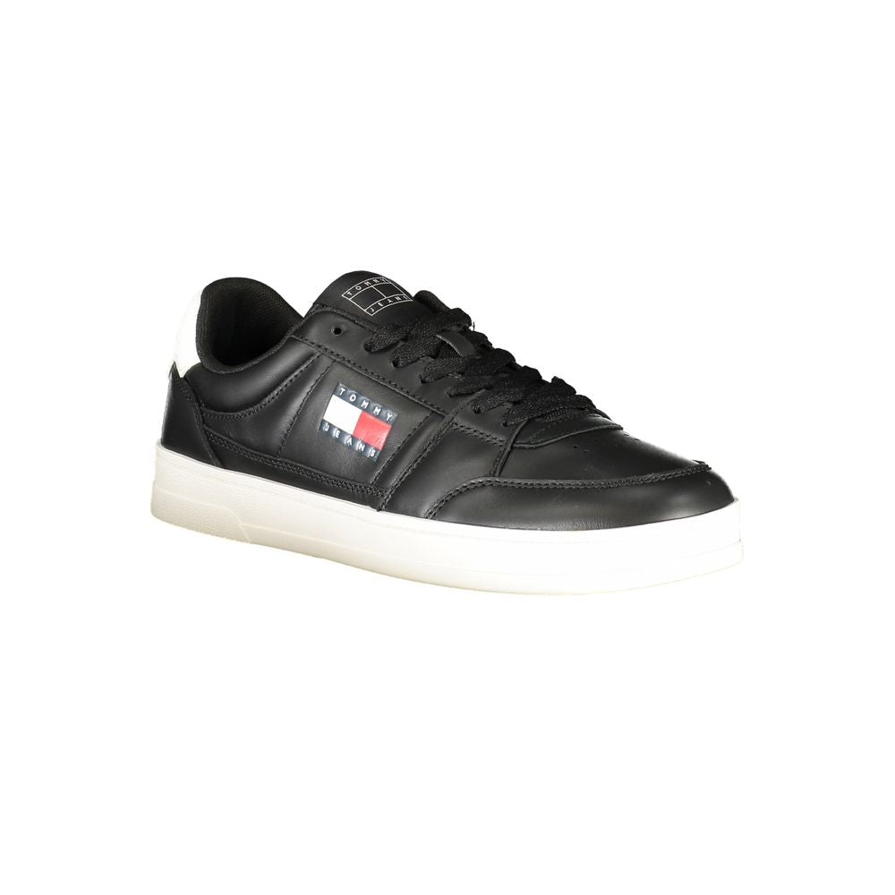 Schwarze Leder Herren Sneaker