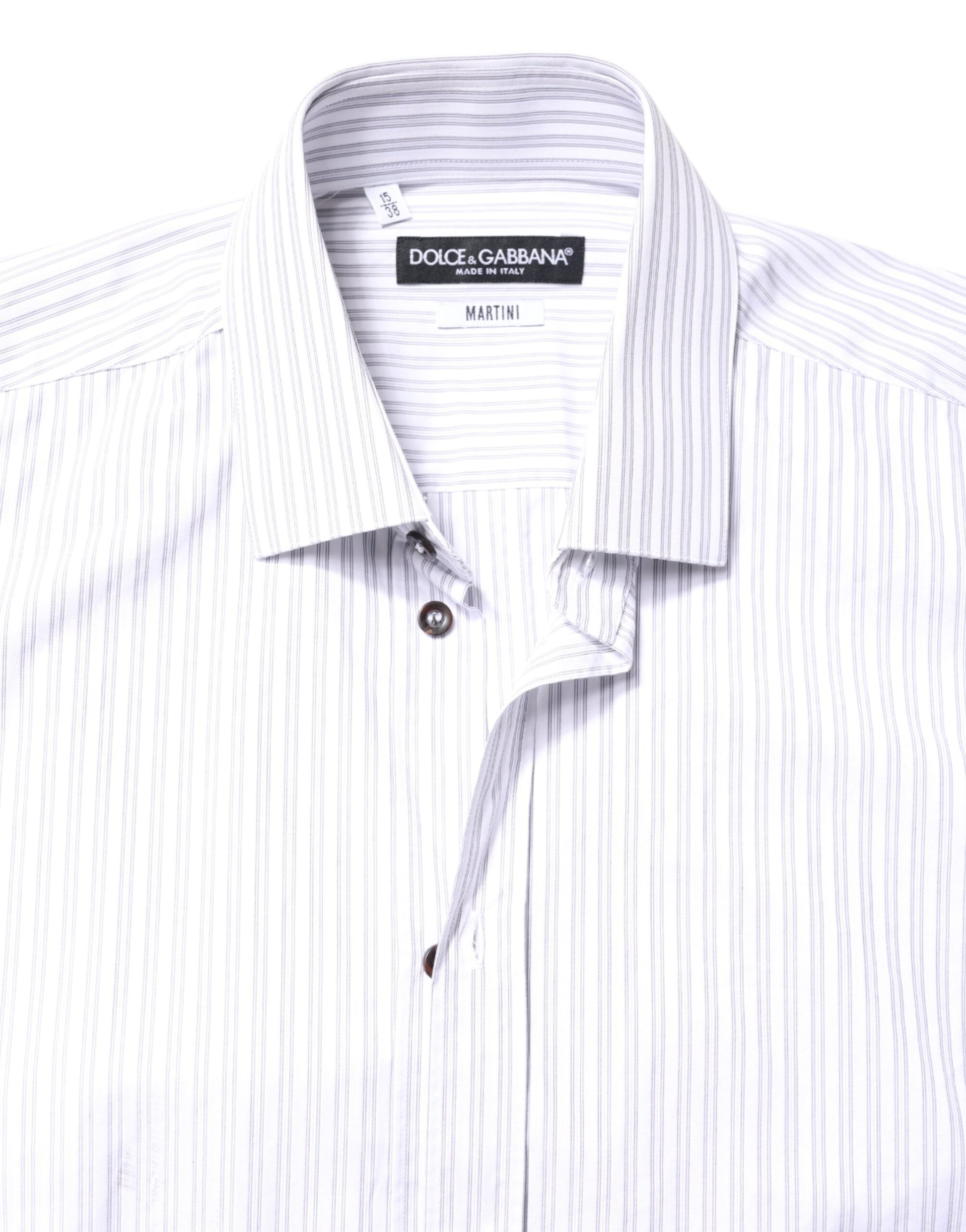 Dolce & Gabbana White Striped Cotton MARTINI Men Dress Shirt