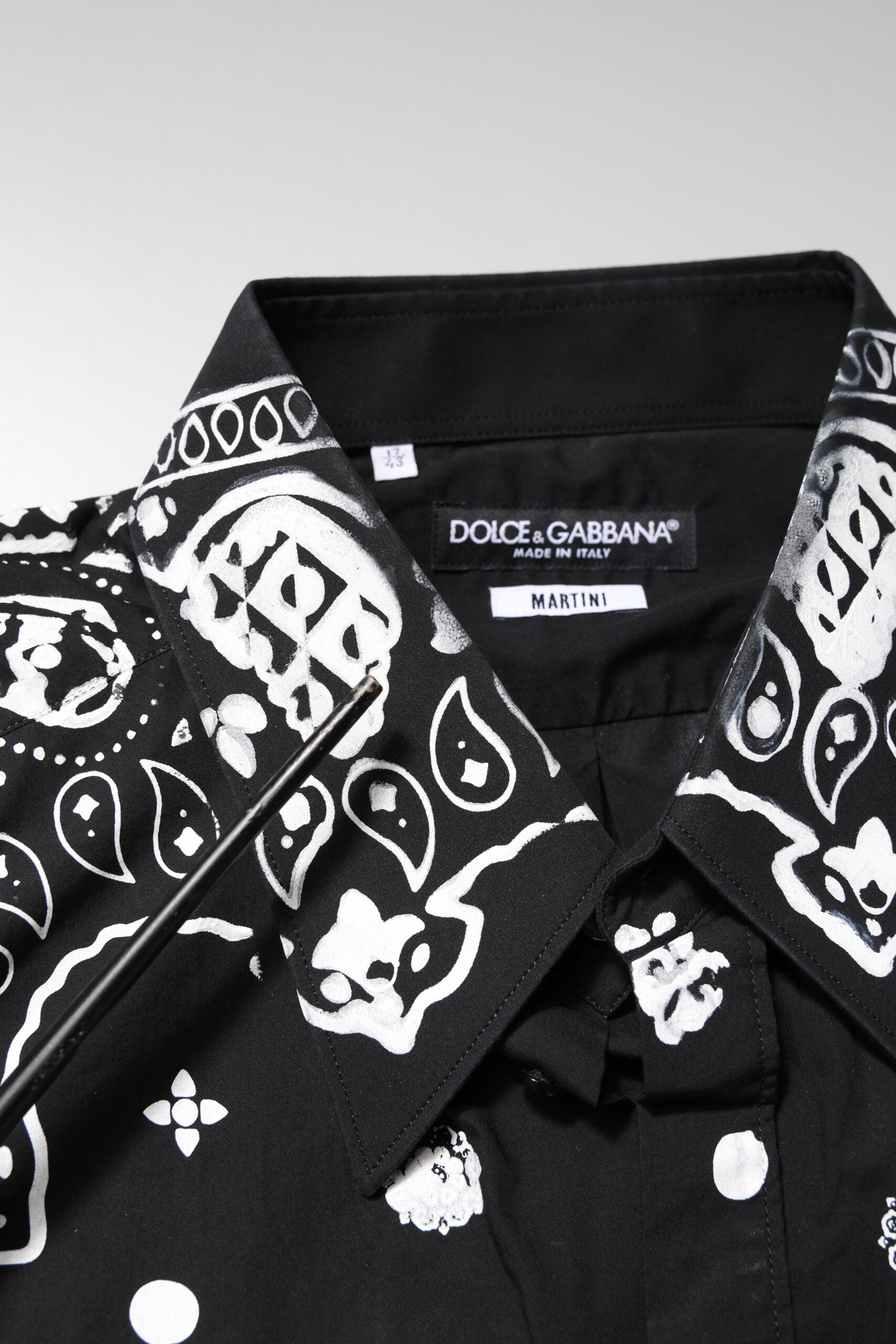 Dolce & Gabbana Black White Bandana MARTINI Men Dress Shirt