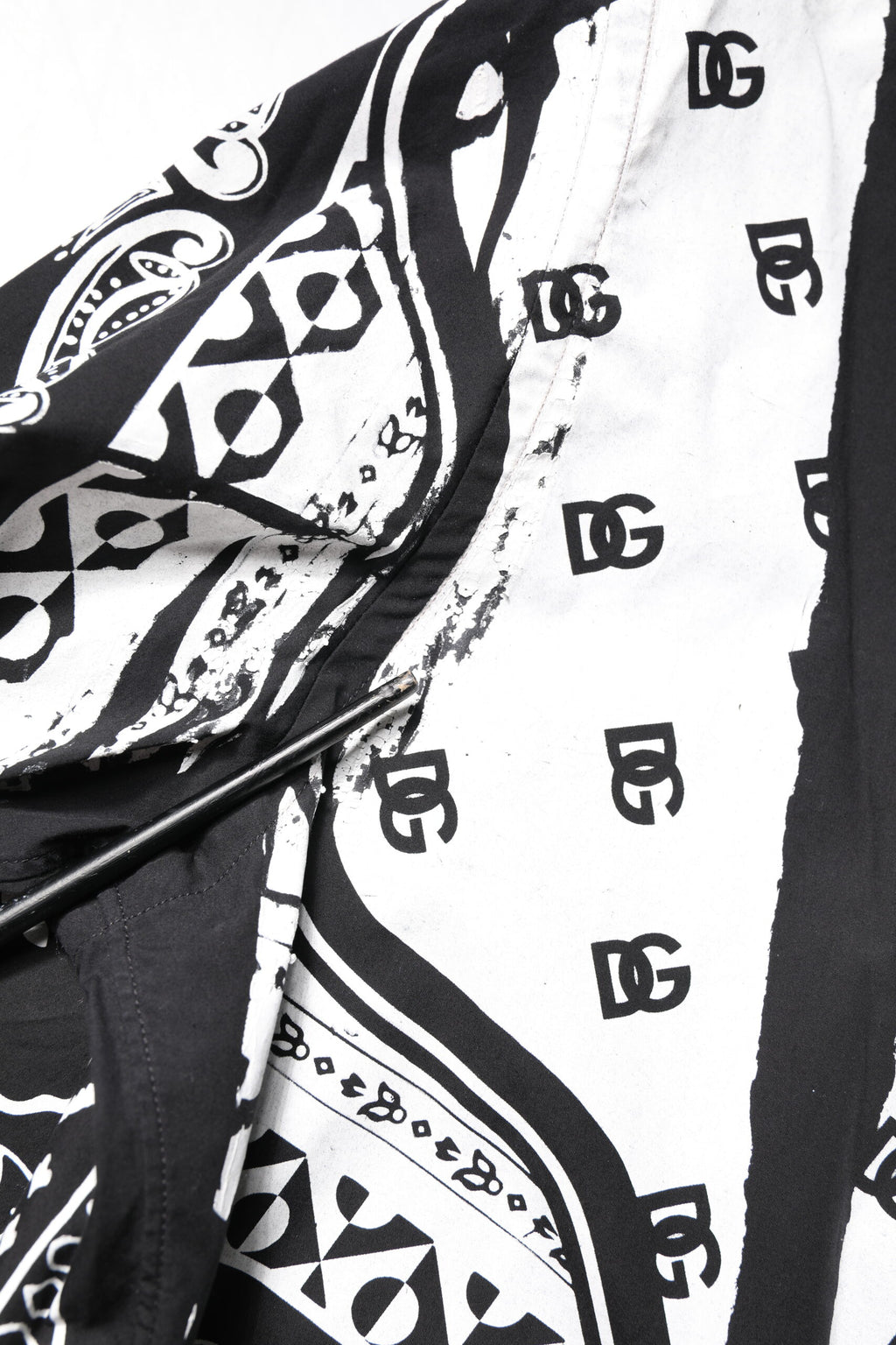 Dolce & Gabbana Black White Bandana MARTINI Men Dress Shirt