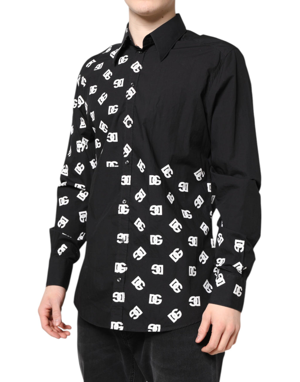 Dolce & Gabbana Black DG Logo Cotton MARTINI Dress Shirt