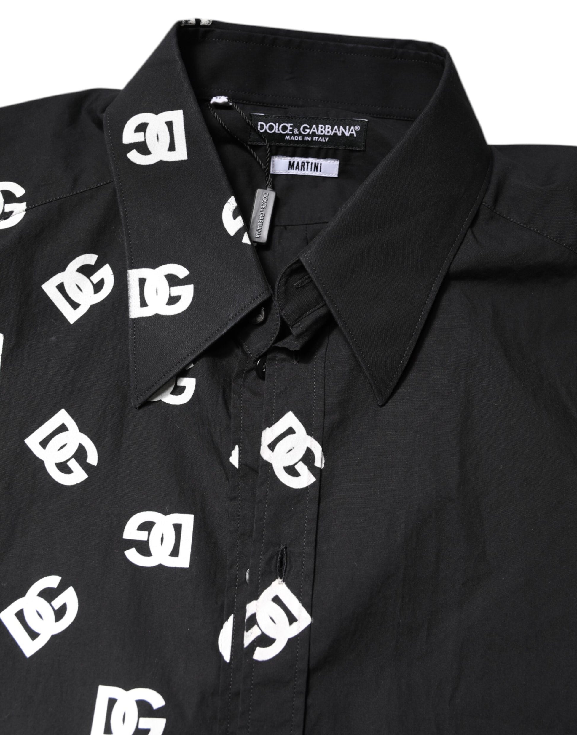 Dolce & Gabbana Black DG Logo Cotton MARTINI Dress Shirt