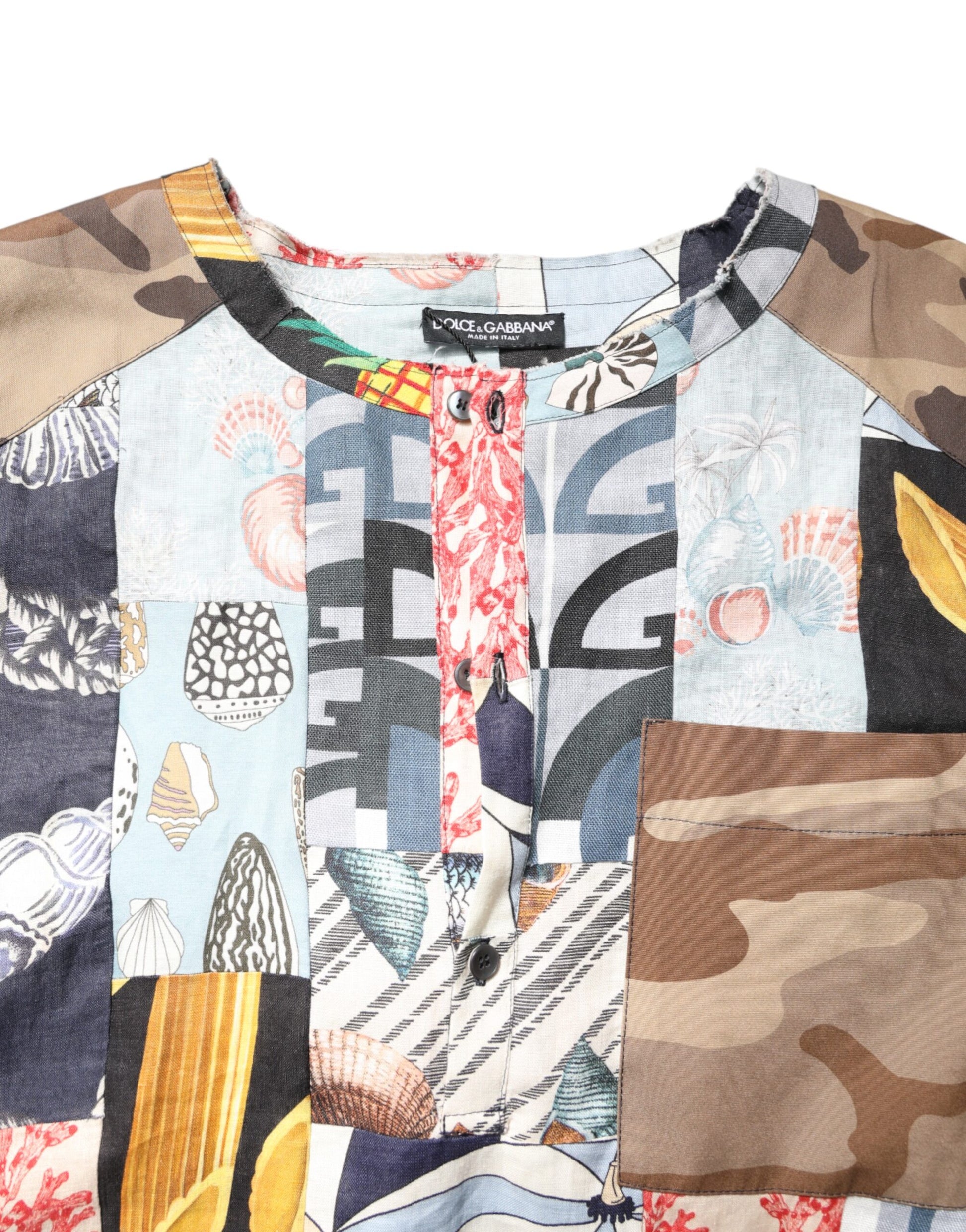 Dolce & Gabbana Multicolor Patchwork Short Sleeves Shirt
