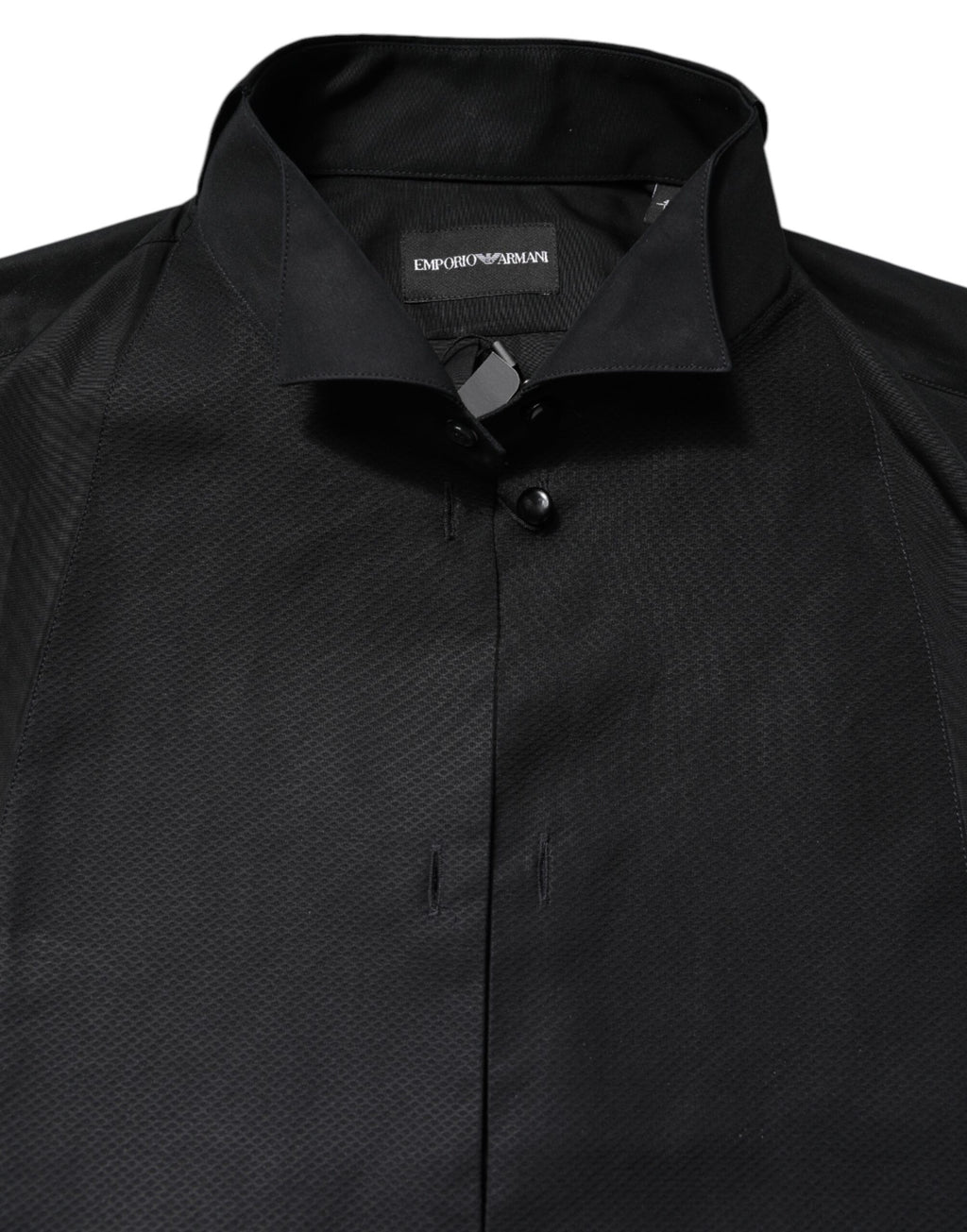 Emporio Armani Black Cotton Long Sleeves Formal Dress Shirt