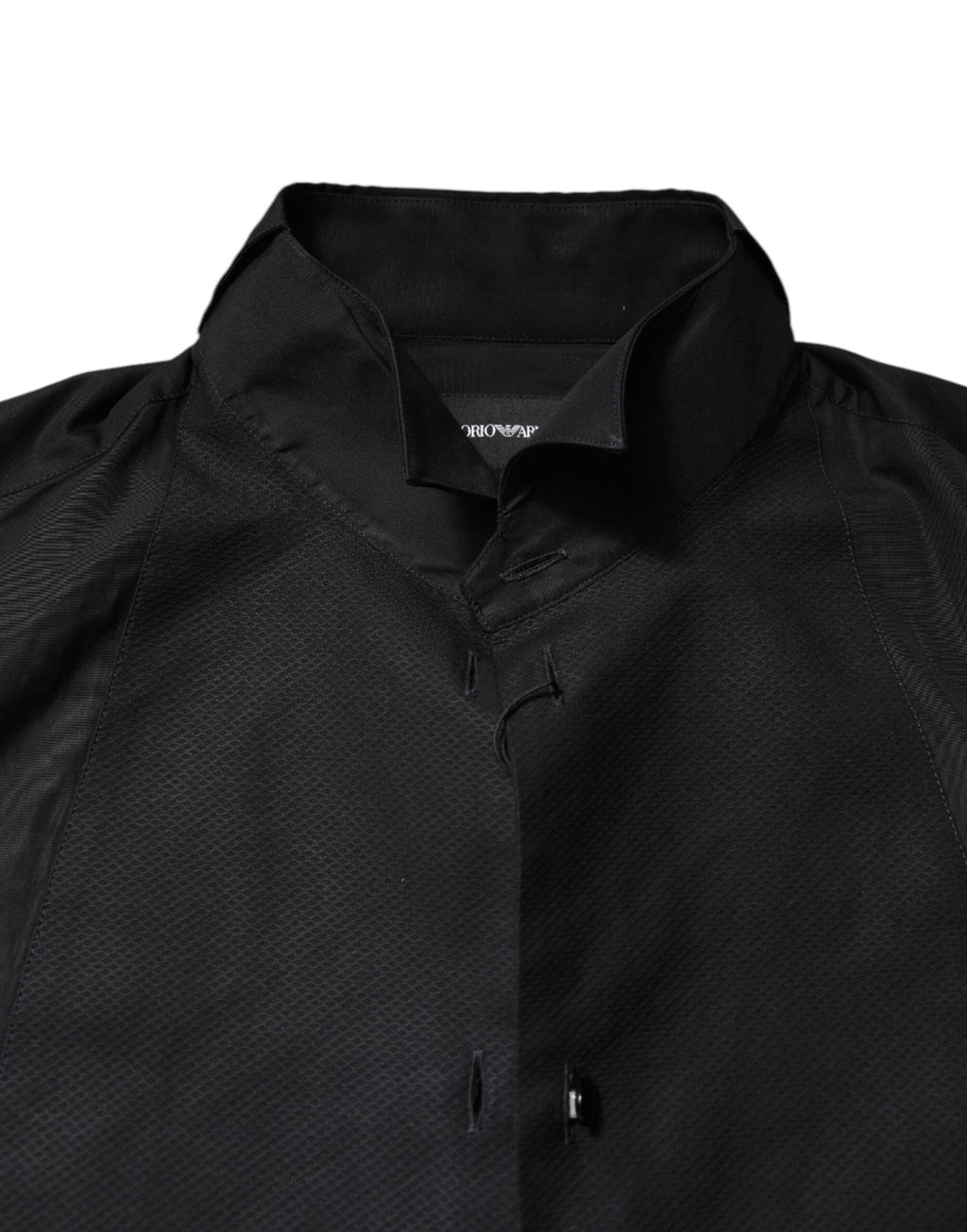 Emporio Armani Black Cotton Long Sleeves Men Formal Dress Shirt