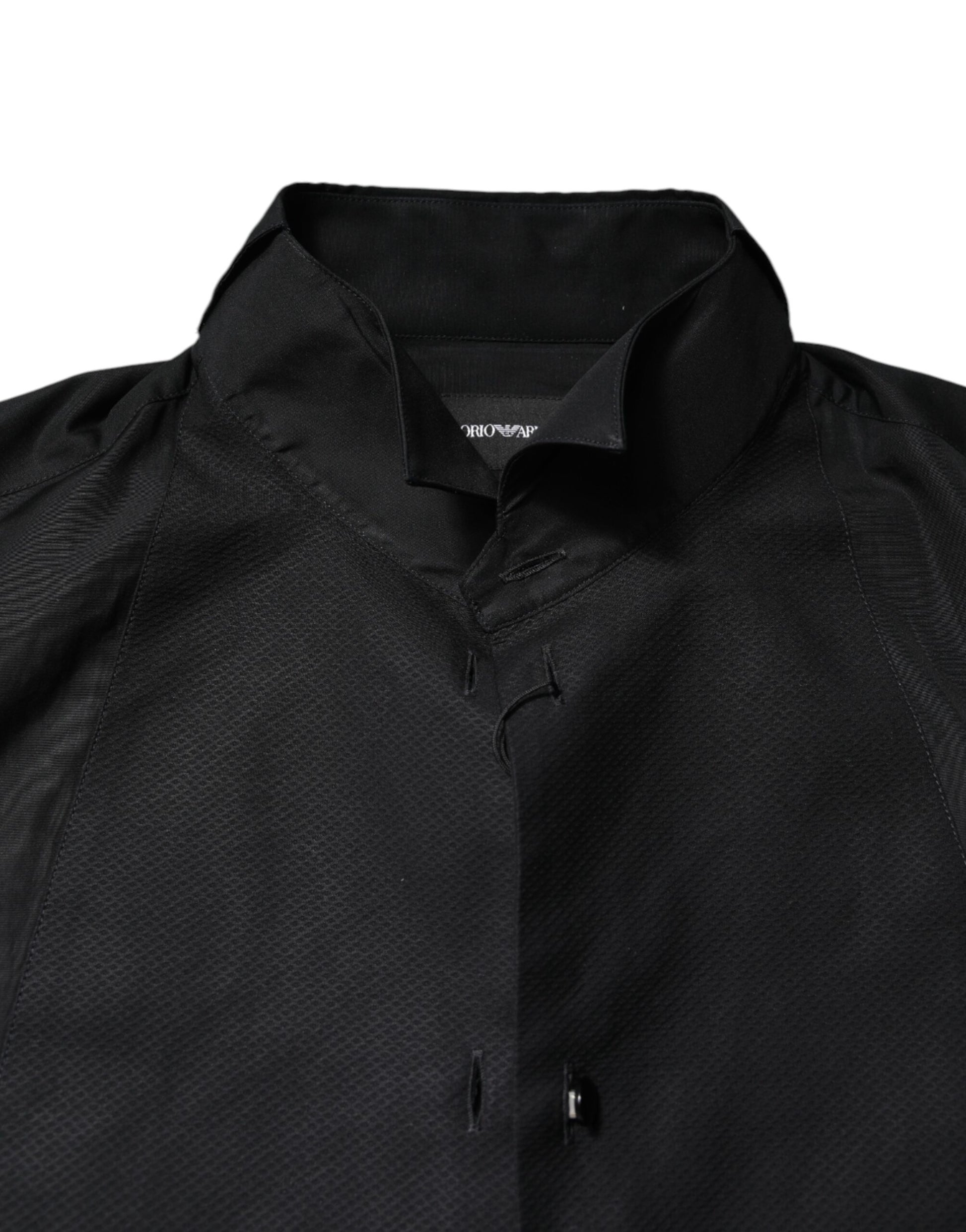 Emporio Armani Black Cotton Long Sleeves Men Formal Dress Shirt