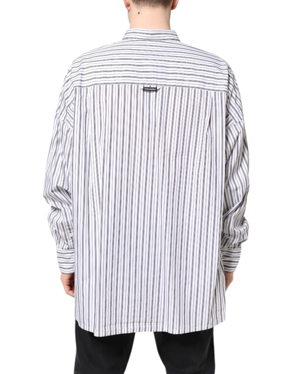 Weiß-schwarz gestreiftes Button-Down-Freizeithemd