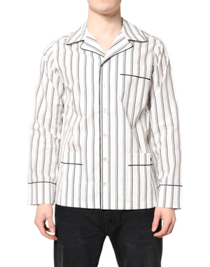 Weißes gestreiftes Lounge-Pyjama-Nachtwäsche-Shirt