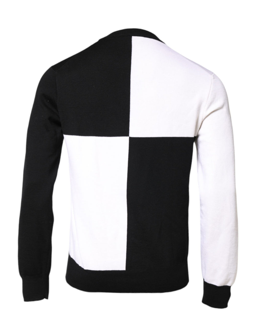 Black White Knit Logo Print Pullover Sweater