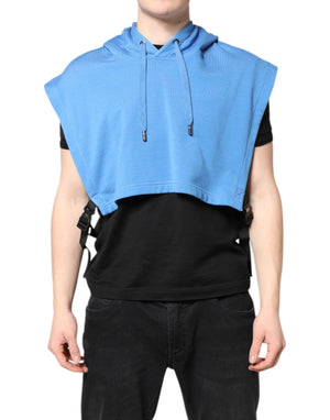 Blauer Baumwoll-Kapuzenpullover für Herren