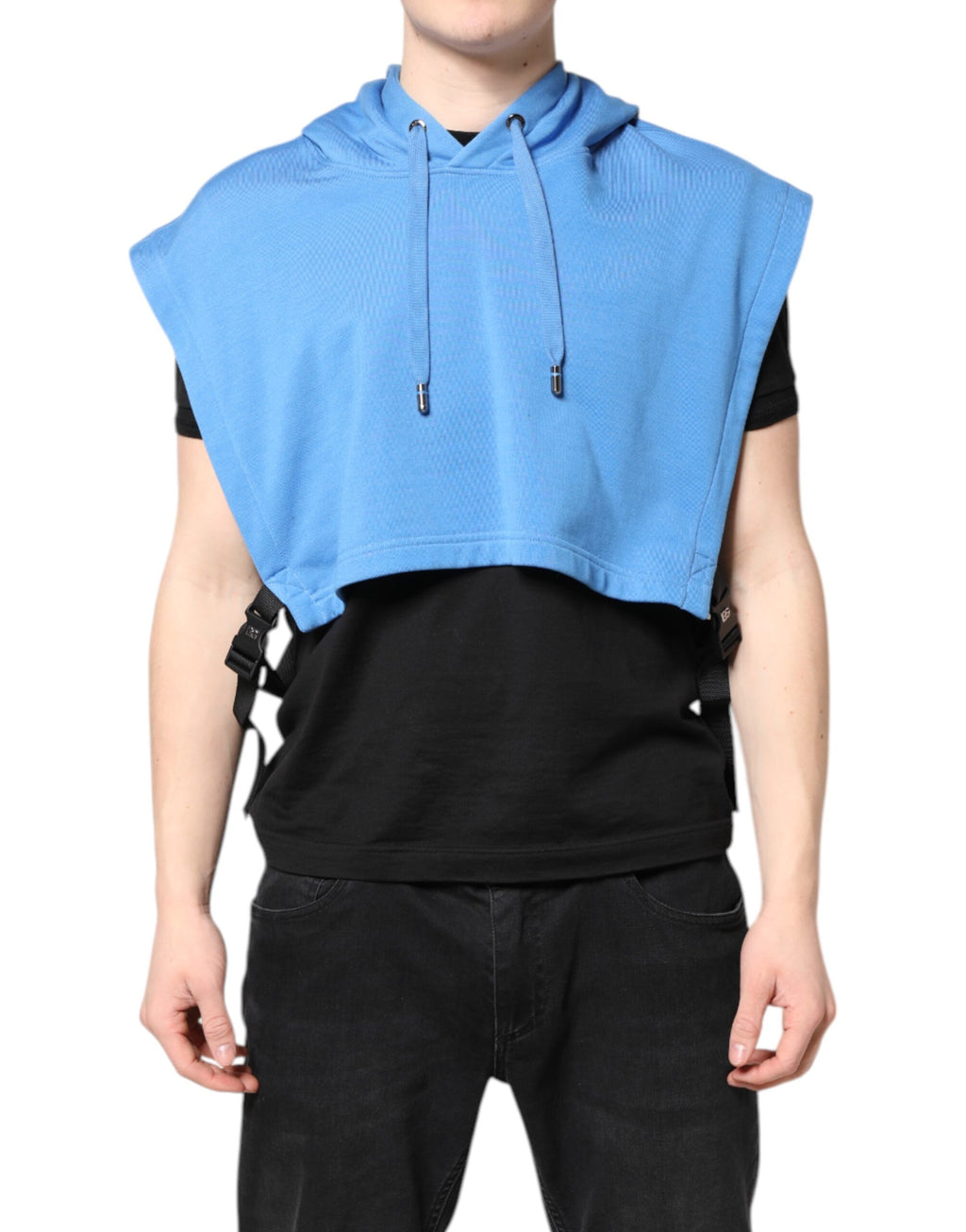 Blauer Baumwoll-Kapuzenpullover für Herren