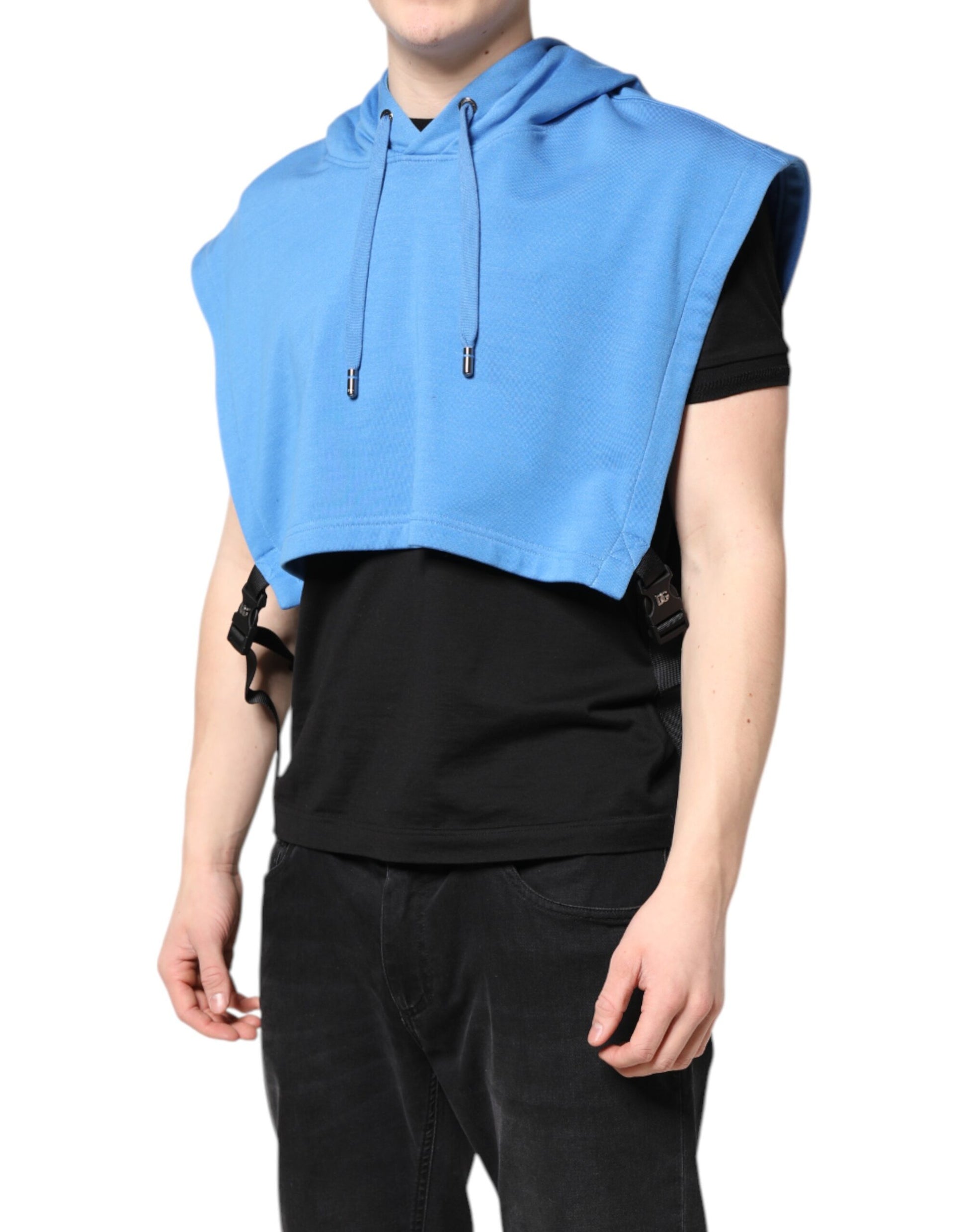 Blauer Baumwoll-Kapuzenpullover für Herren