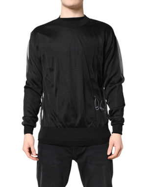 Schwarzer Strickpullover mit Rundhalsausschnitt und Logo