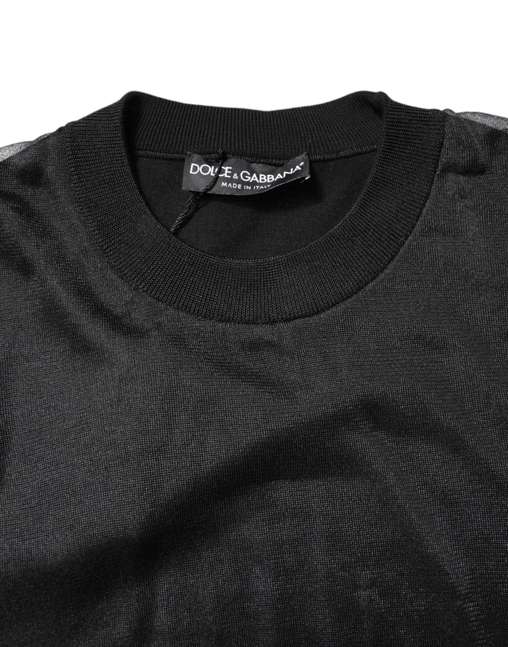 Schwarzer Strickpullover mit Rundhalsausschnitt und Logo