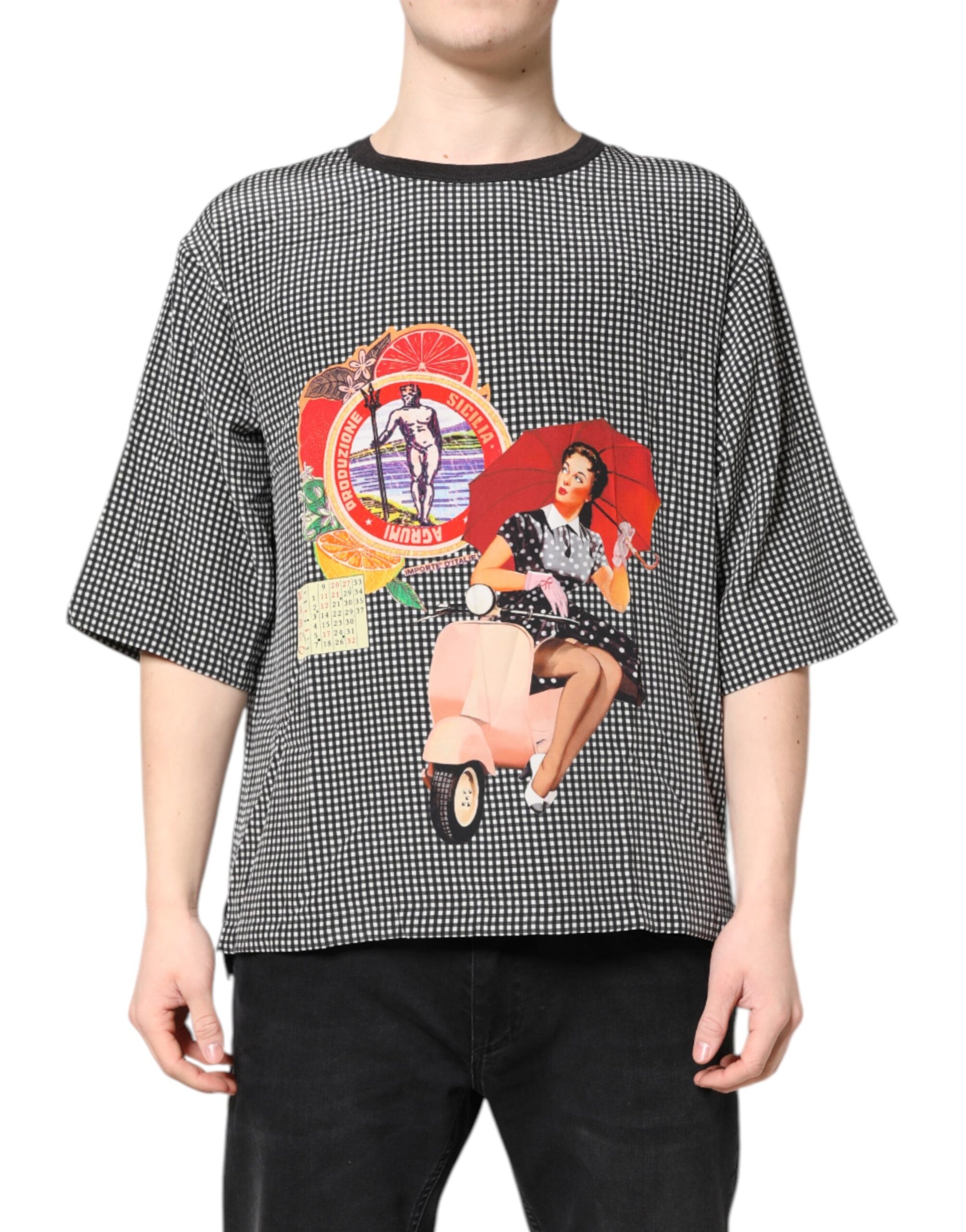Schwarzes Kurzarm-T-Shirt mit Grafikdruck