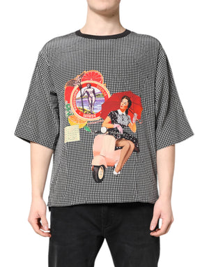 Schwarzes Kurzarm-T-Shirt mit Grafikdruck