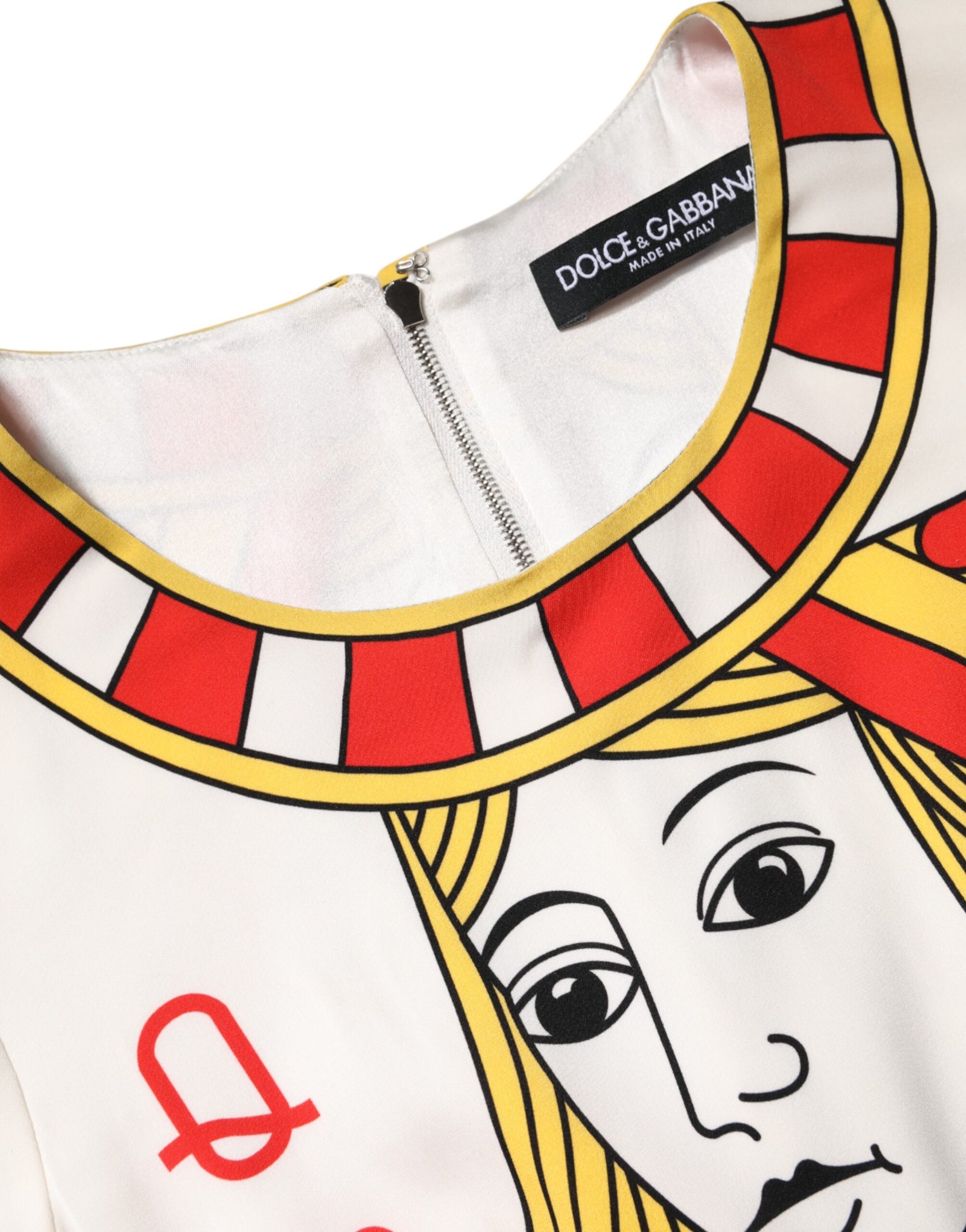 Dolce & Gabbana White Queen Of Heart Short Sleeve Midi Dress