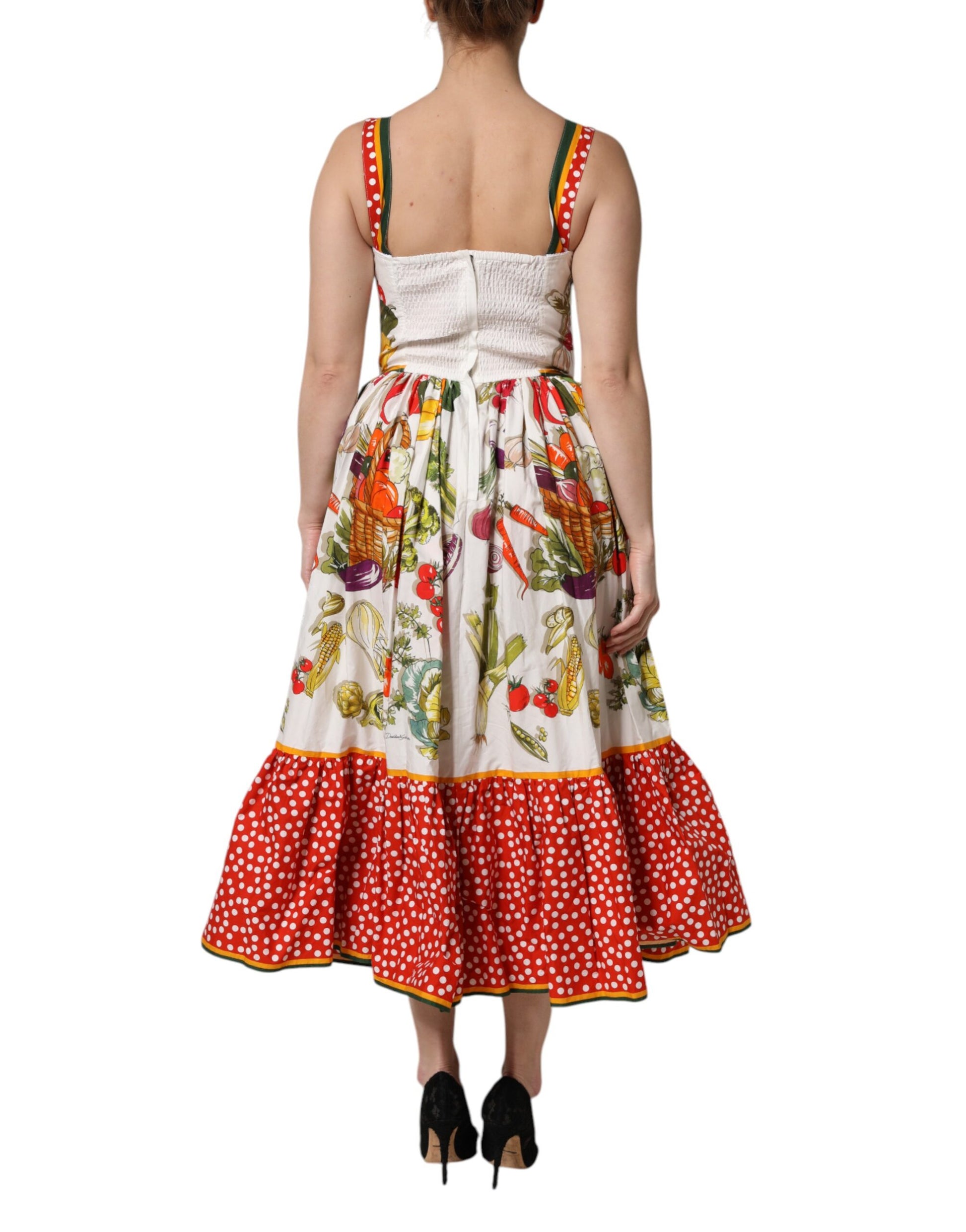 Weißes ärmelloses A-Linien-Kleid mit Gemüse