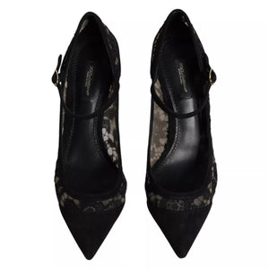 Schwarze Mary Jane Taormina Pumps mit Spitze