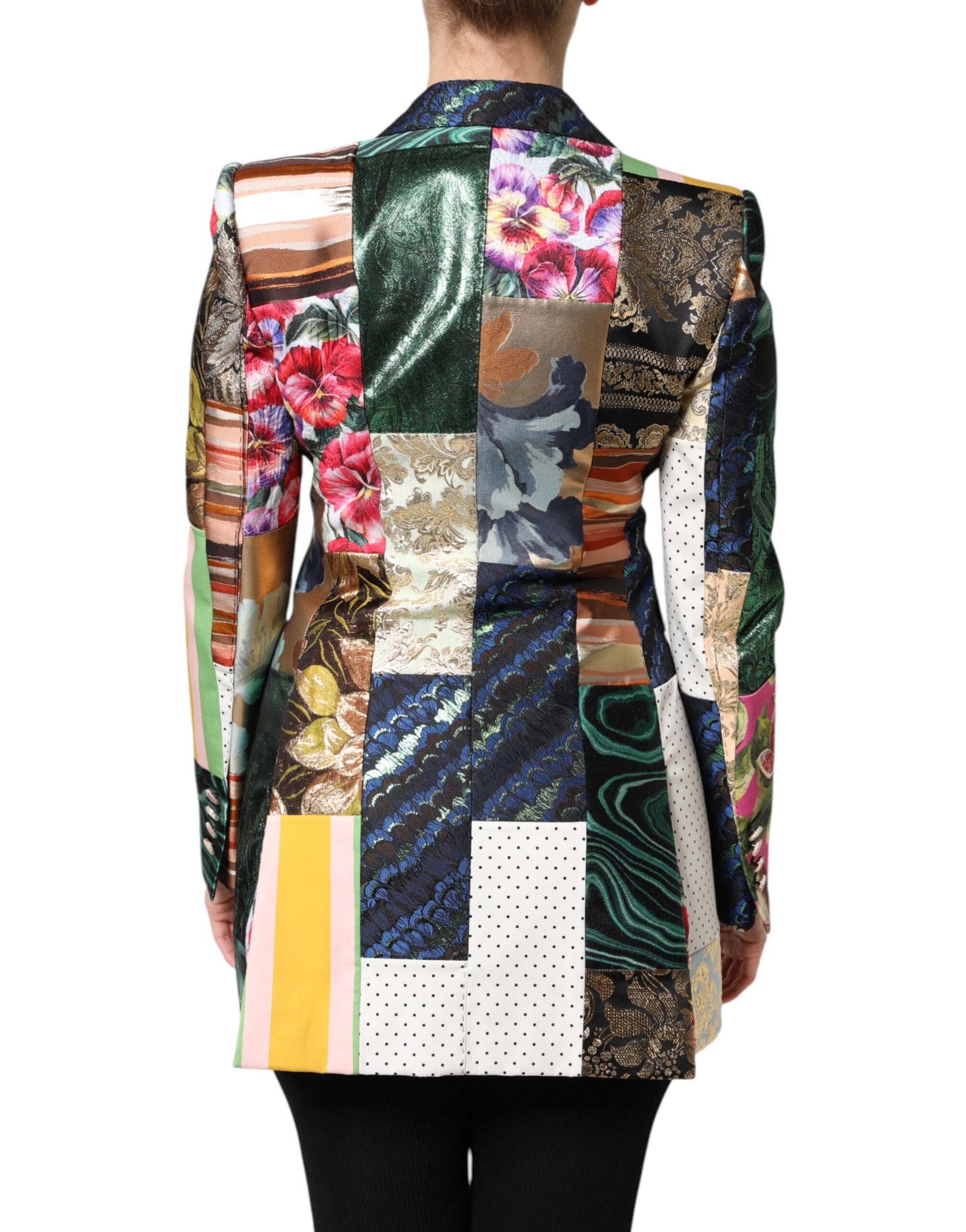 Mehrfarbige Jacquardjacke mit floralem Patchwork