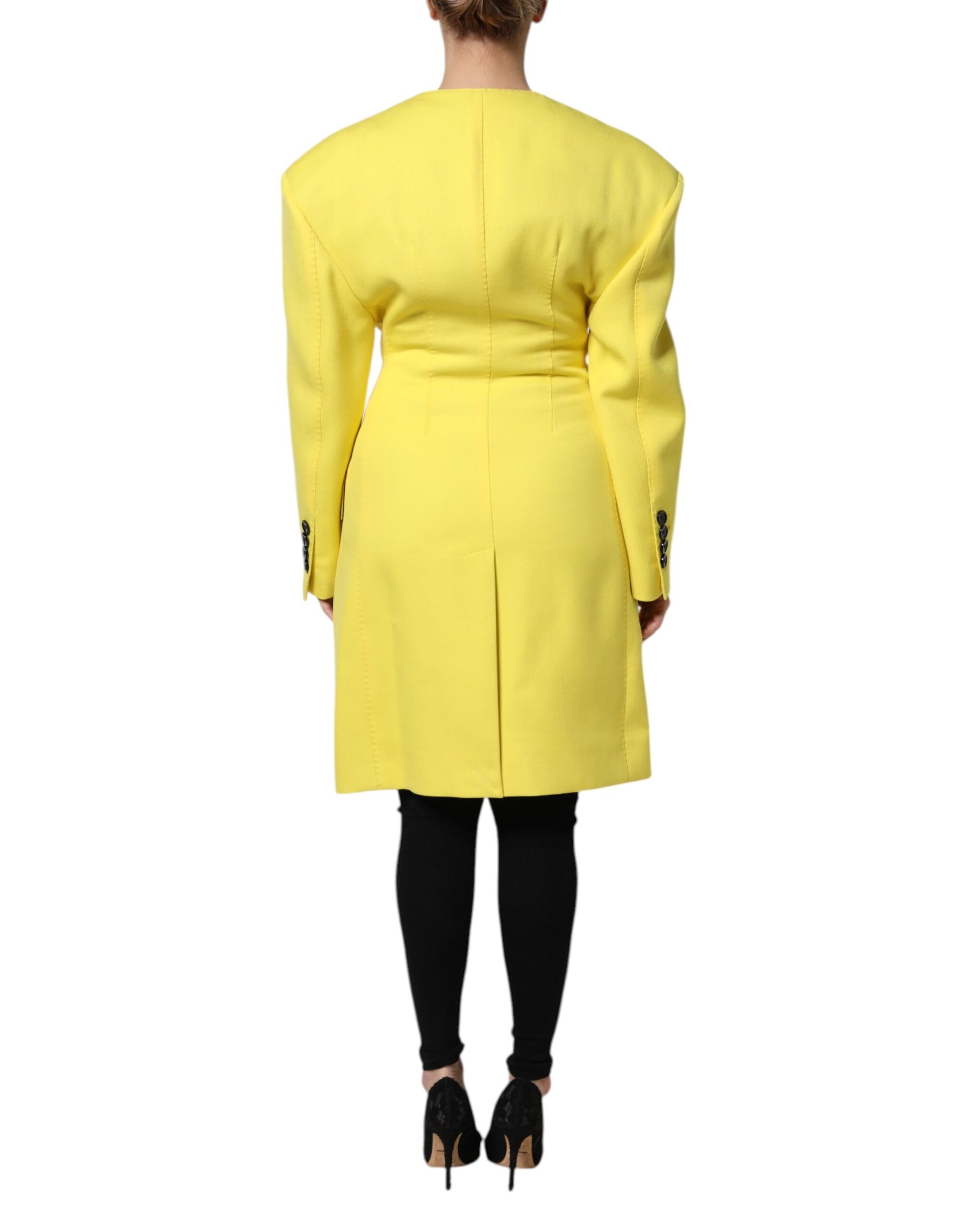 Dolce & Gabbana Yellow Double Breasted Trench Coat Jacket