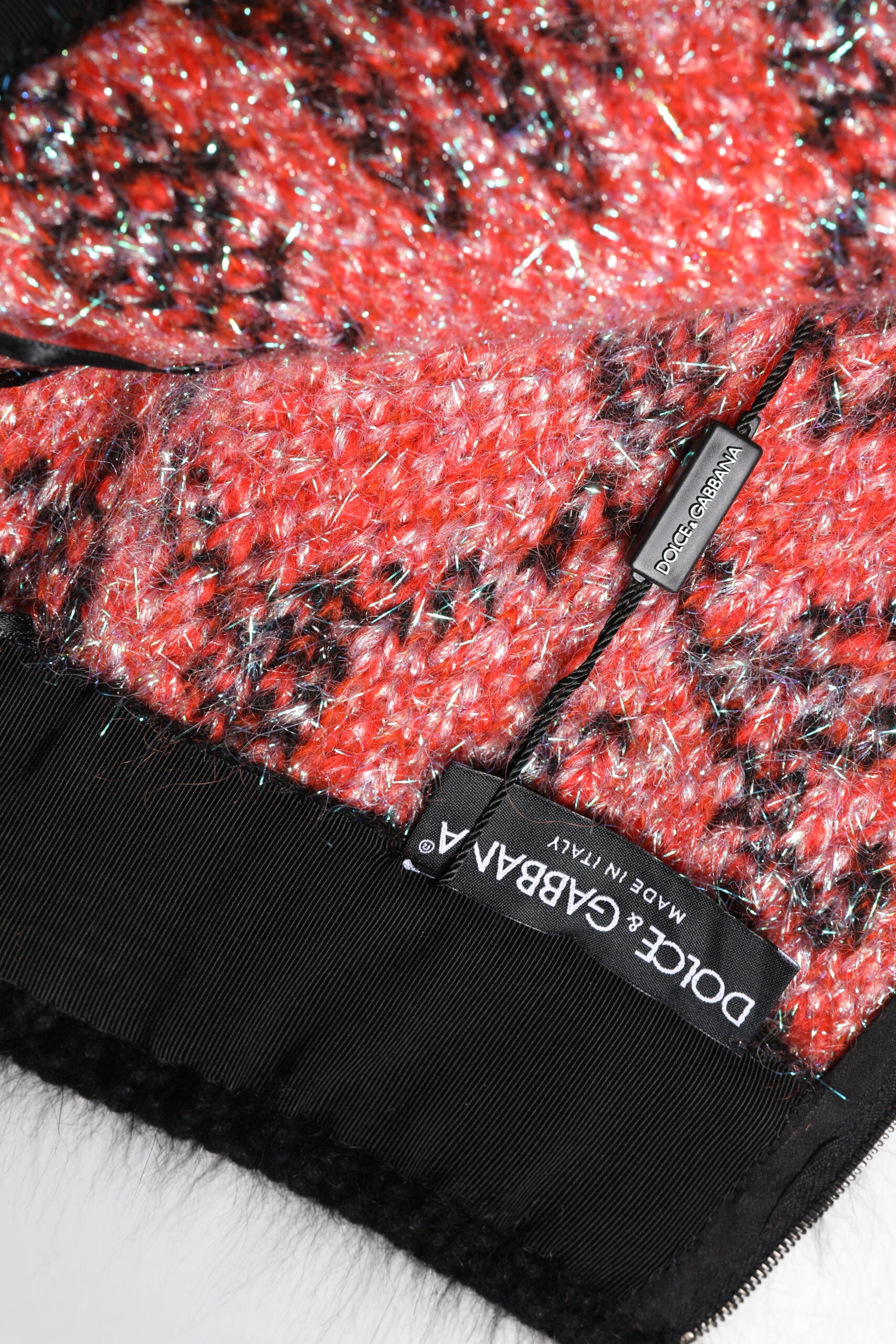 Mehrfarbiger Minirock aus Plüsch mit hoher Taille