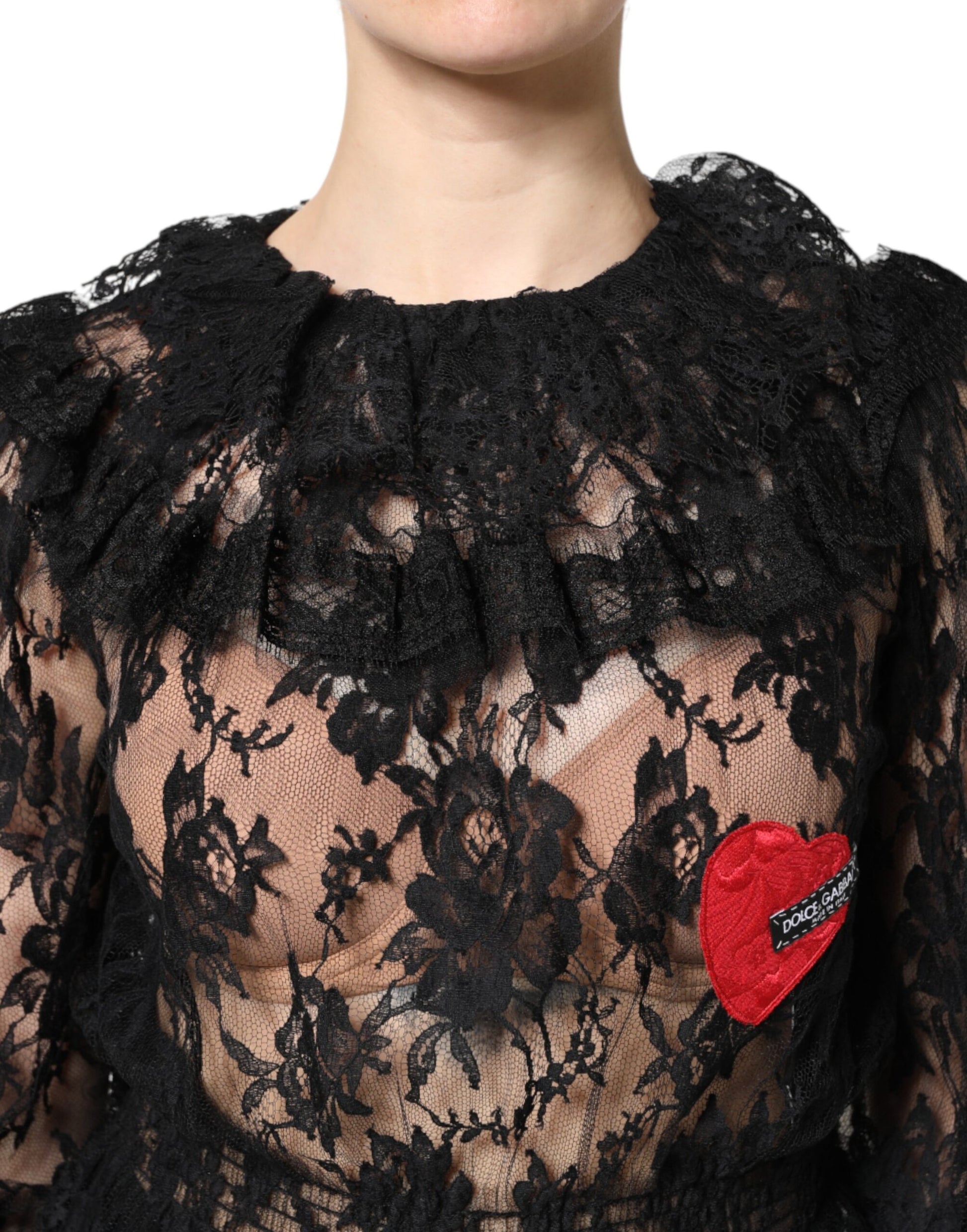 Schwarzes Damen-Blusetop aus Baumwolle mit Blumenspitze