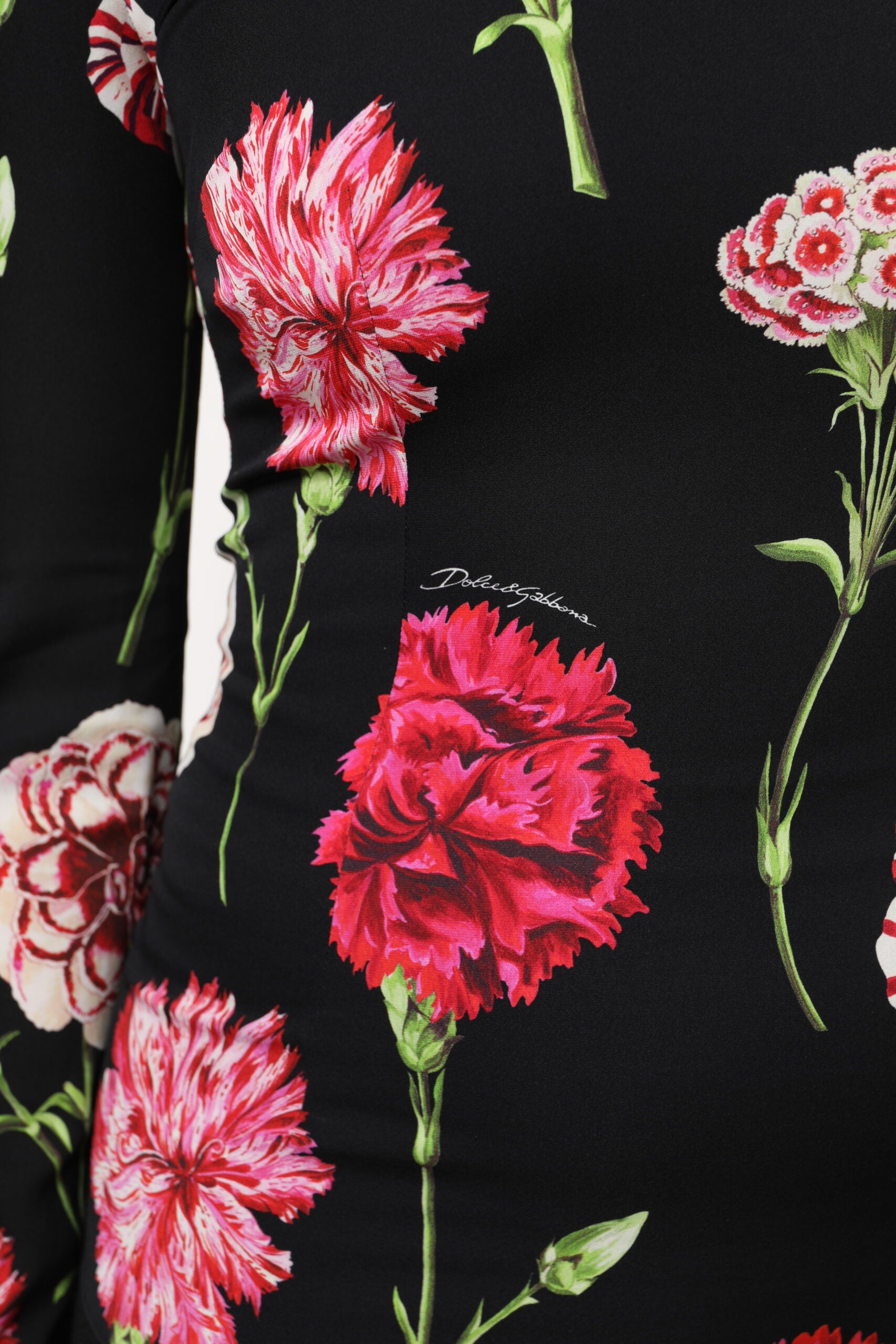 Schwarzes, langärmliges Blusentop mit Blumenmuster für Damen