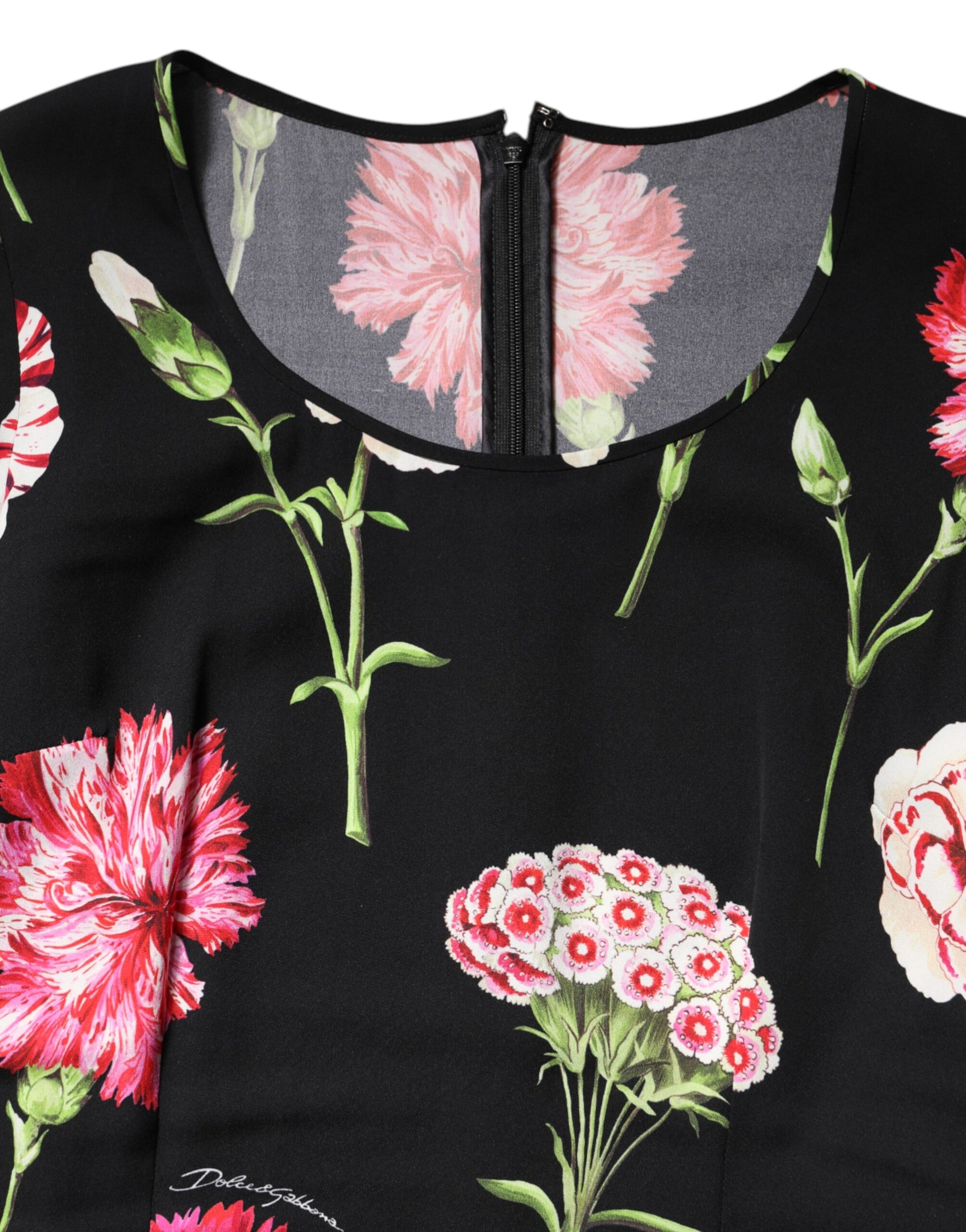 Schwarzes, langärmliges Blusentop mit Blumenmuster für Damen