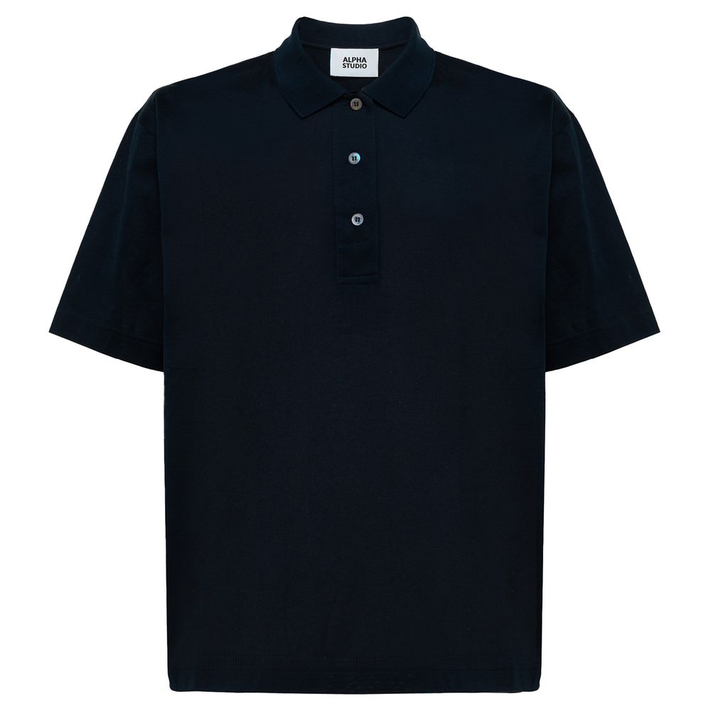 Alpha Studio Blue Cotton Polo Shirt