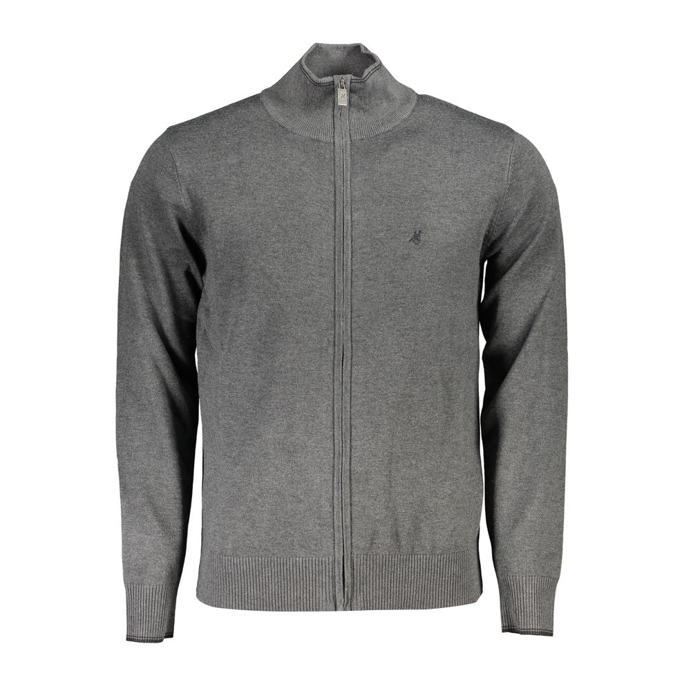 Elegante graue Strickjacke mit langen Ärmeln und Reißverschluss