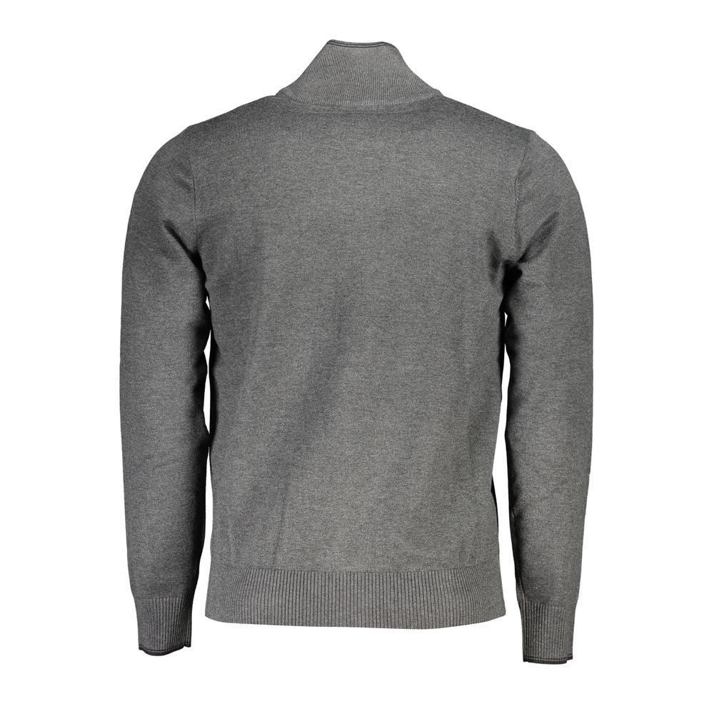 Elegante graue Strickjacke mit langen Ärmeln und Reißverschluss