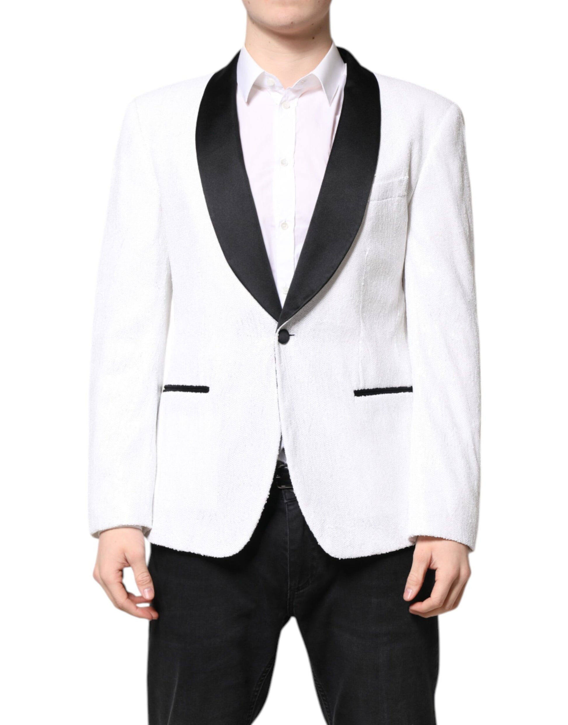 Weißer einreihiger Mantelblazer aus Nylon