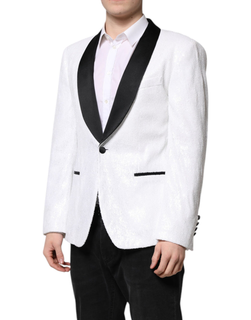 Weißer einreihiger Mantelblazer aus Nylon