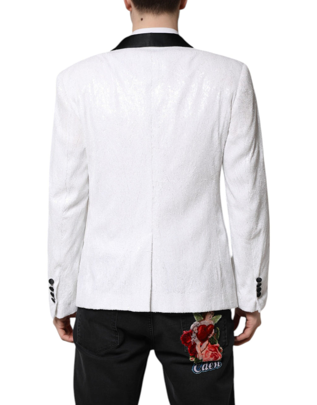 Weißer einreihiger Mantelblazer aus Nylon