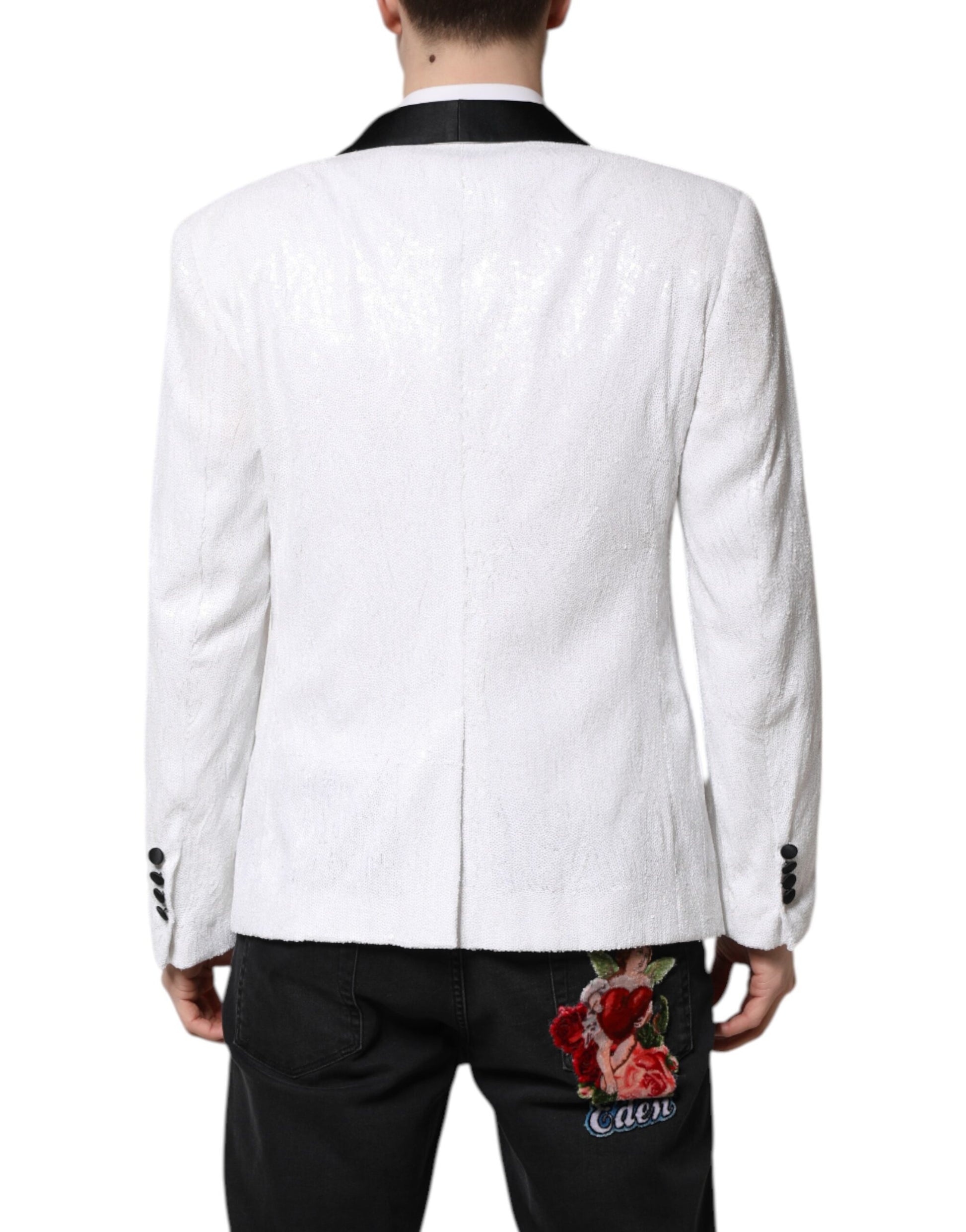 Weißer einreihiger Mantelblazer aus Nylon