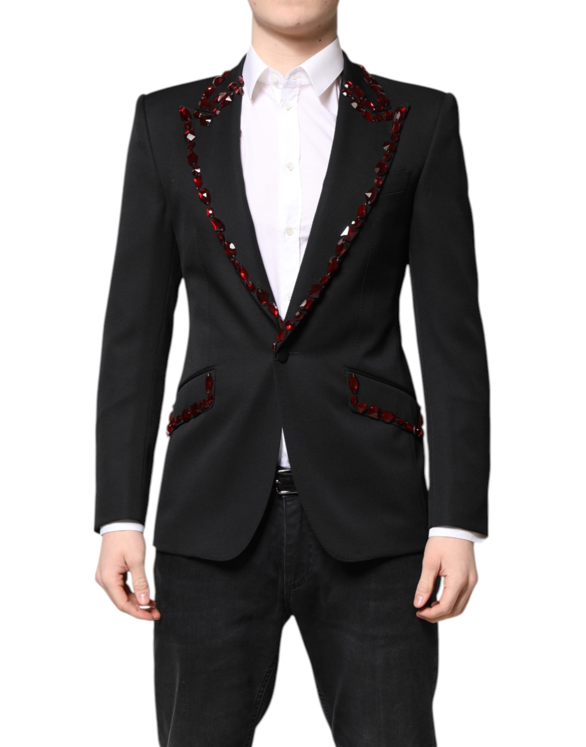 Schwarzer SICILIA Blazer mit Kristallverzierung