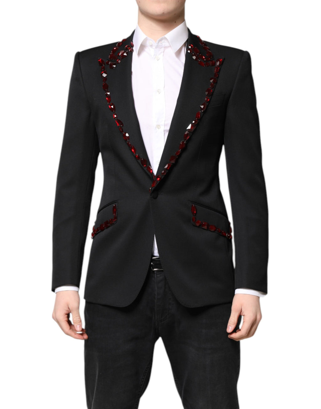 Schwarzer SICILIA Blazer mit Kristallverzierung
