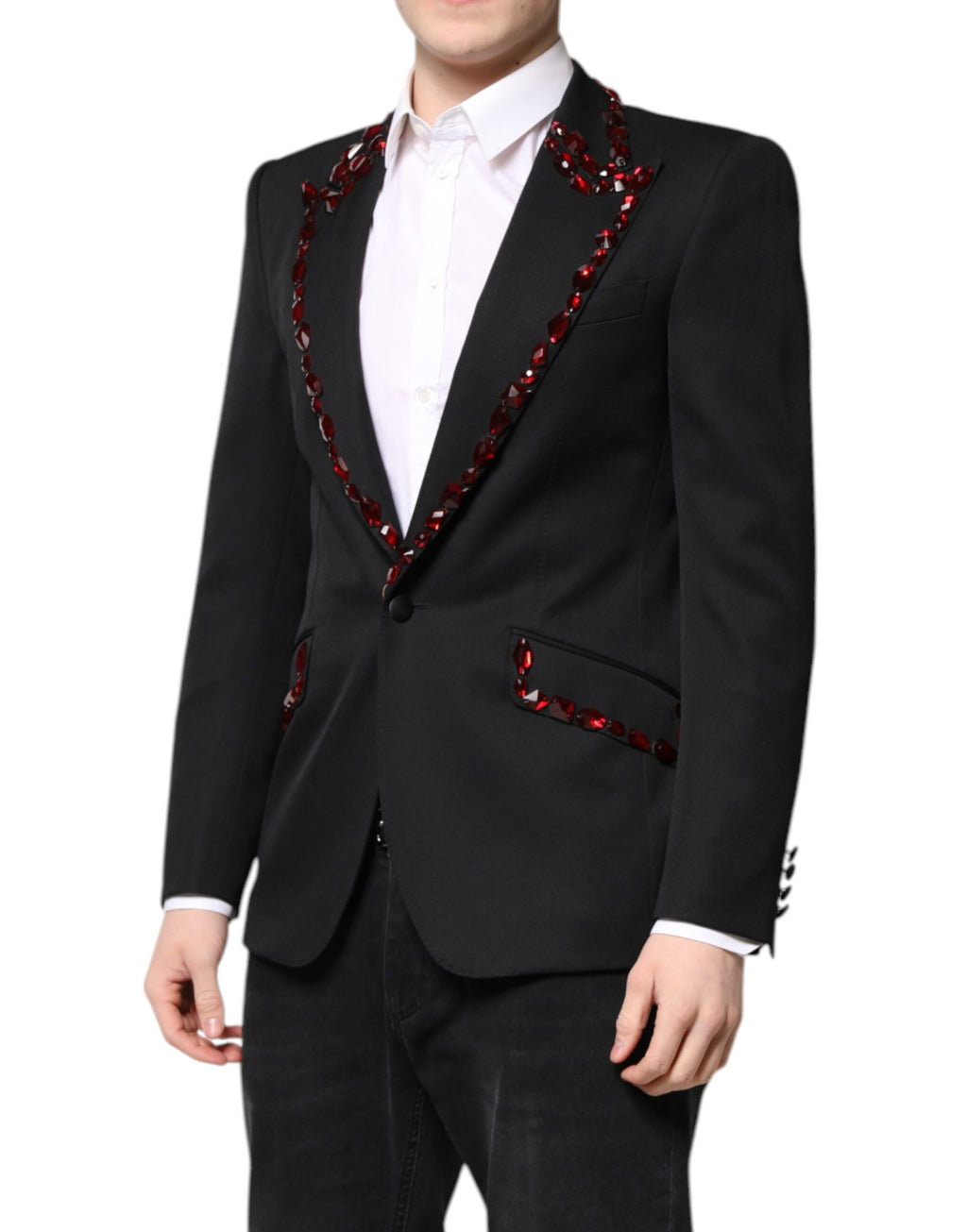 Schwarzer SICILIA Blazer mit Kristallverzierung