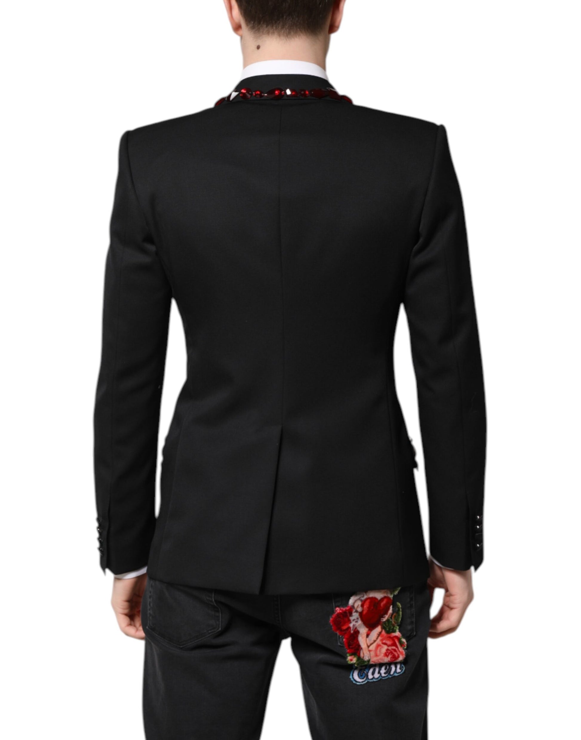 Schwarzer SICILIA Blazer mit Kristallverzierung