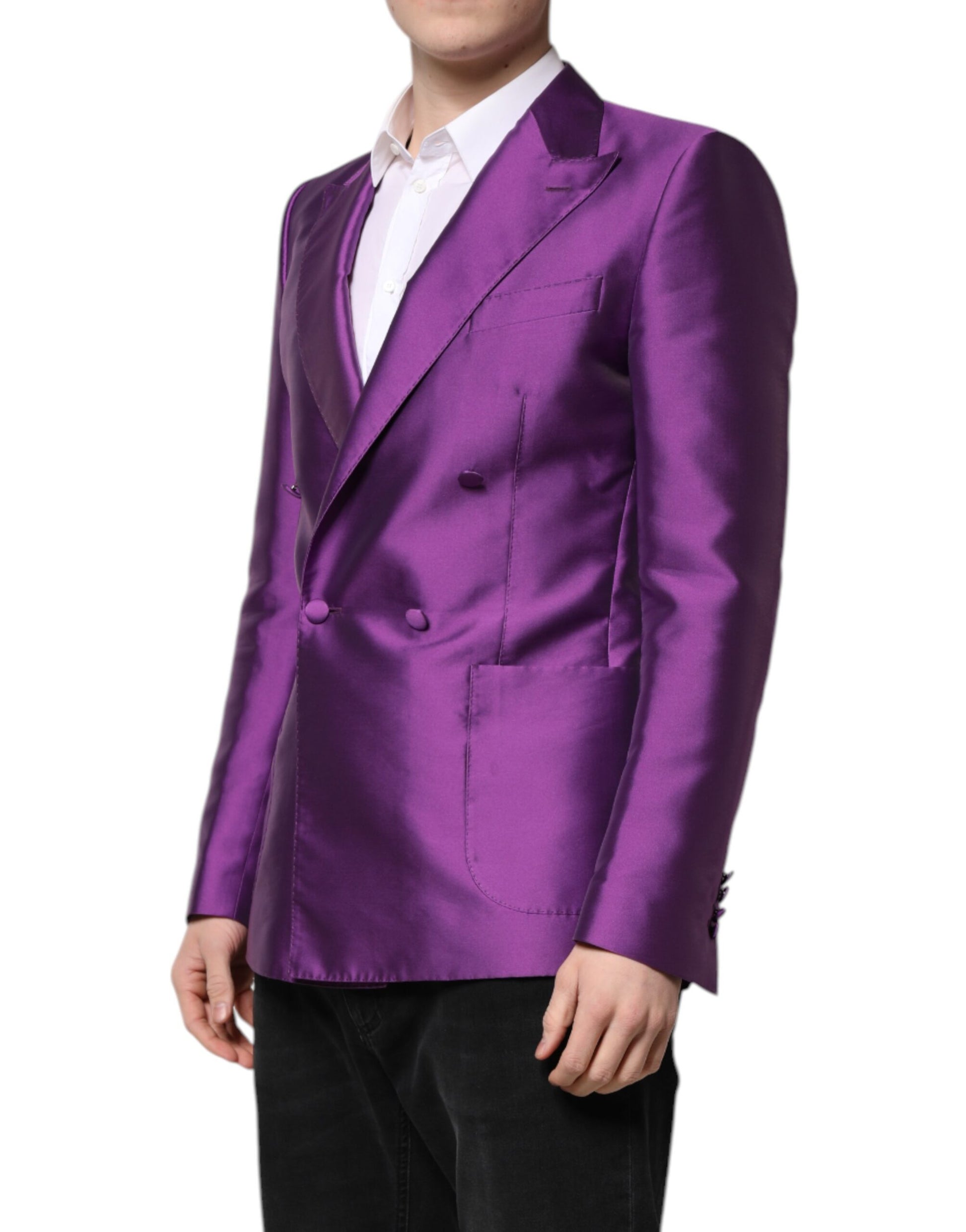 Lila Zweireihiger Herren Anzug Mantel Blazer