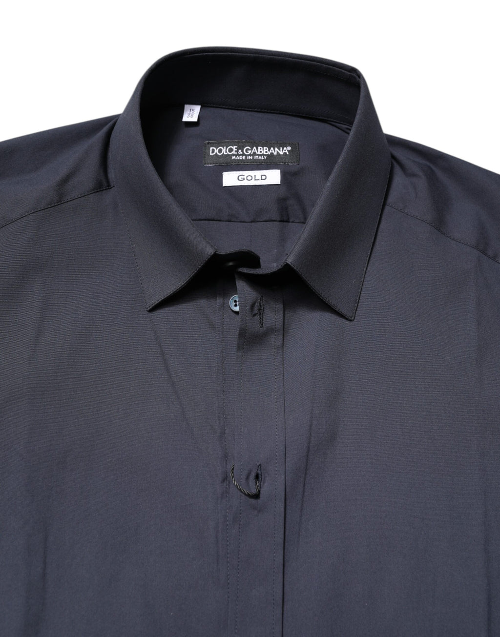 Dolce & Gabbana Dark Blue GOLD Cotton Dress Formal Shirt